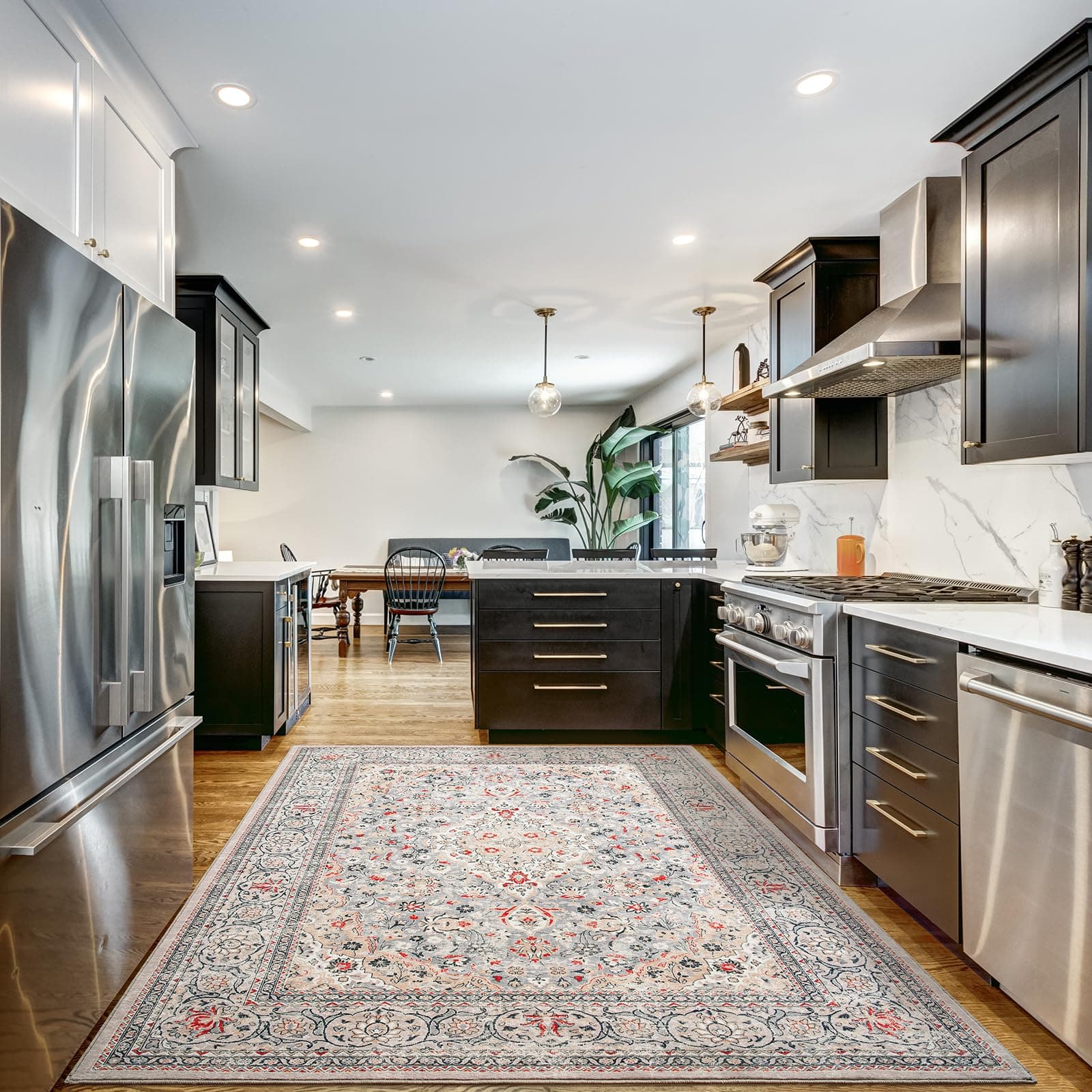 Goideal Washable Rug 5x7 Beige Area Rugs Non Slip Indoor Low Pile Carpet Rubber - Thumbnail 4