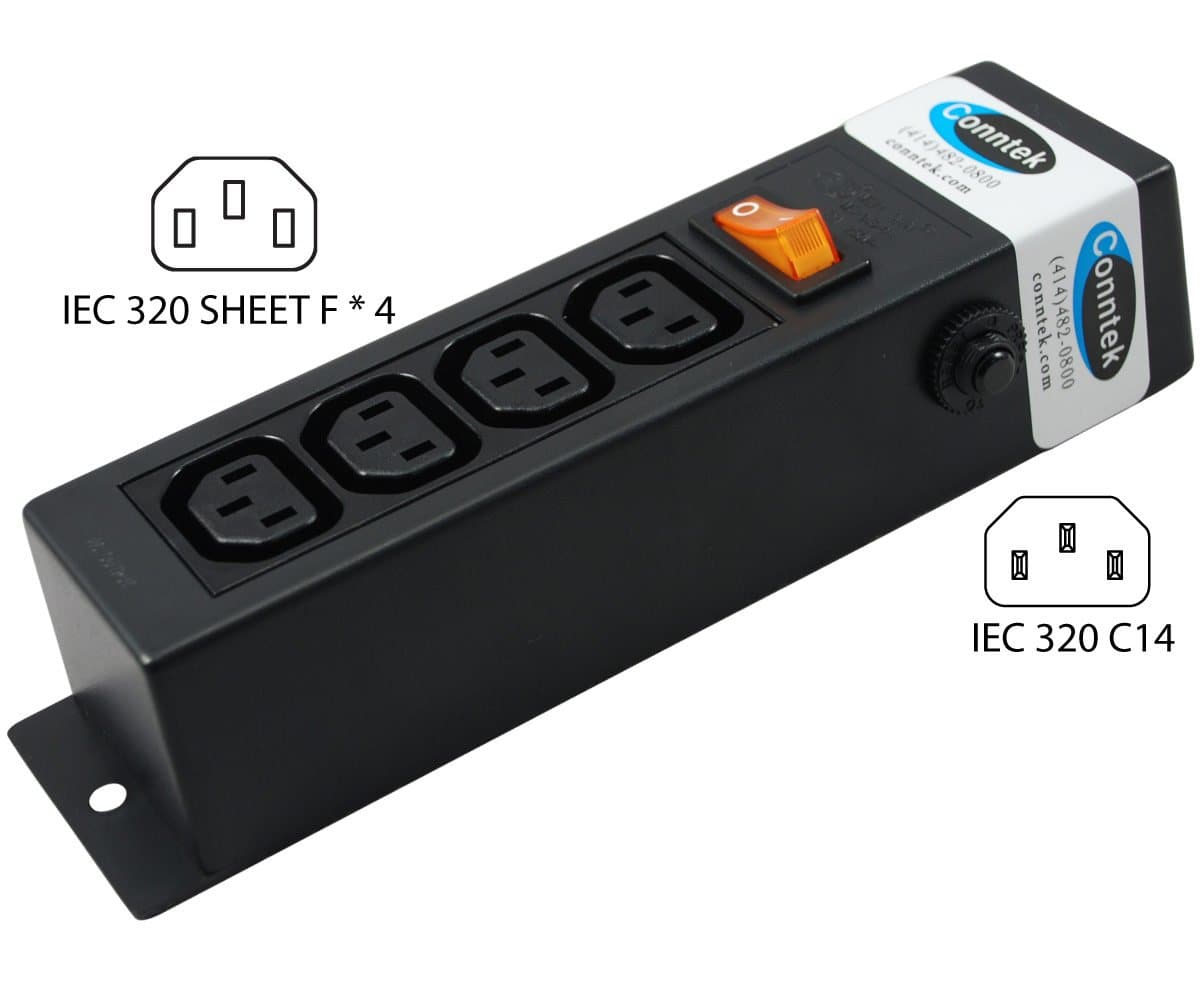Conntek 55705 Power Strip 250 Volt 7-1/2-Inch Housing IEC C14 Inlet to 4 IEC 603 - Thumbnail 4