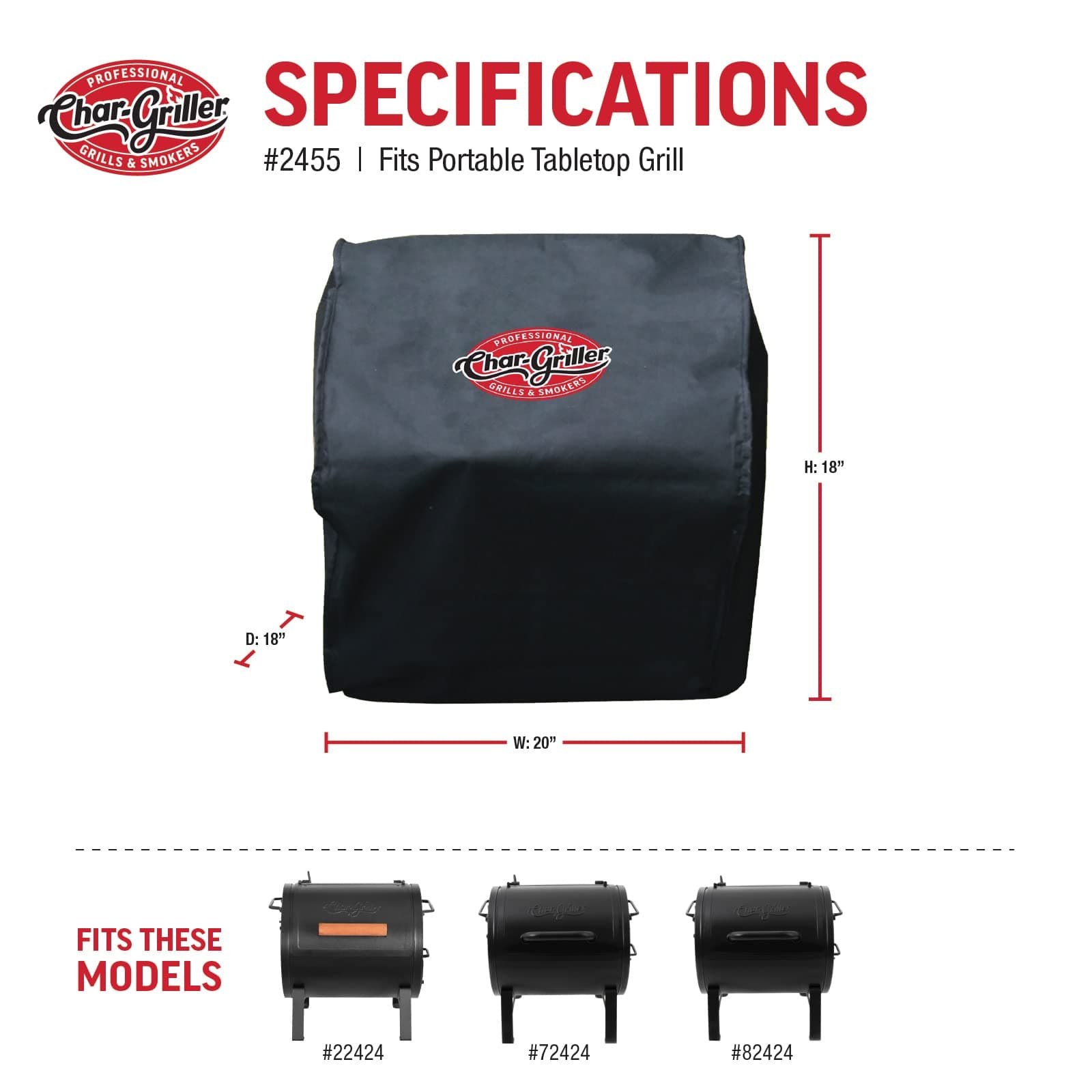 Char-Griller 2455 Side Fire Box Grill Cover - Thumbnail 4