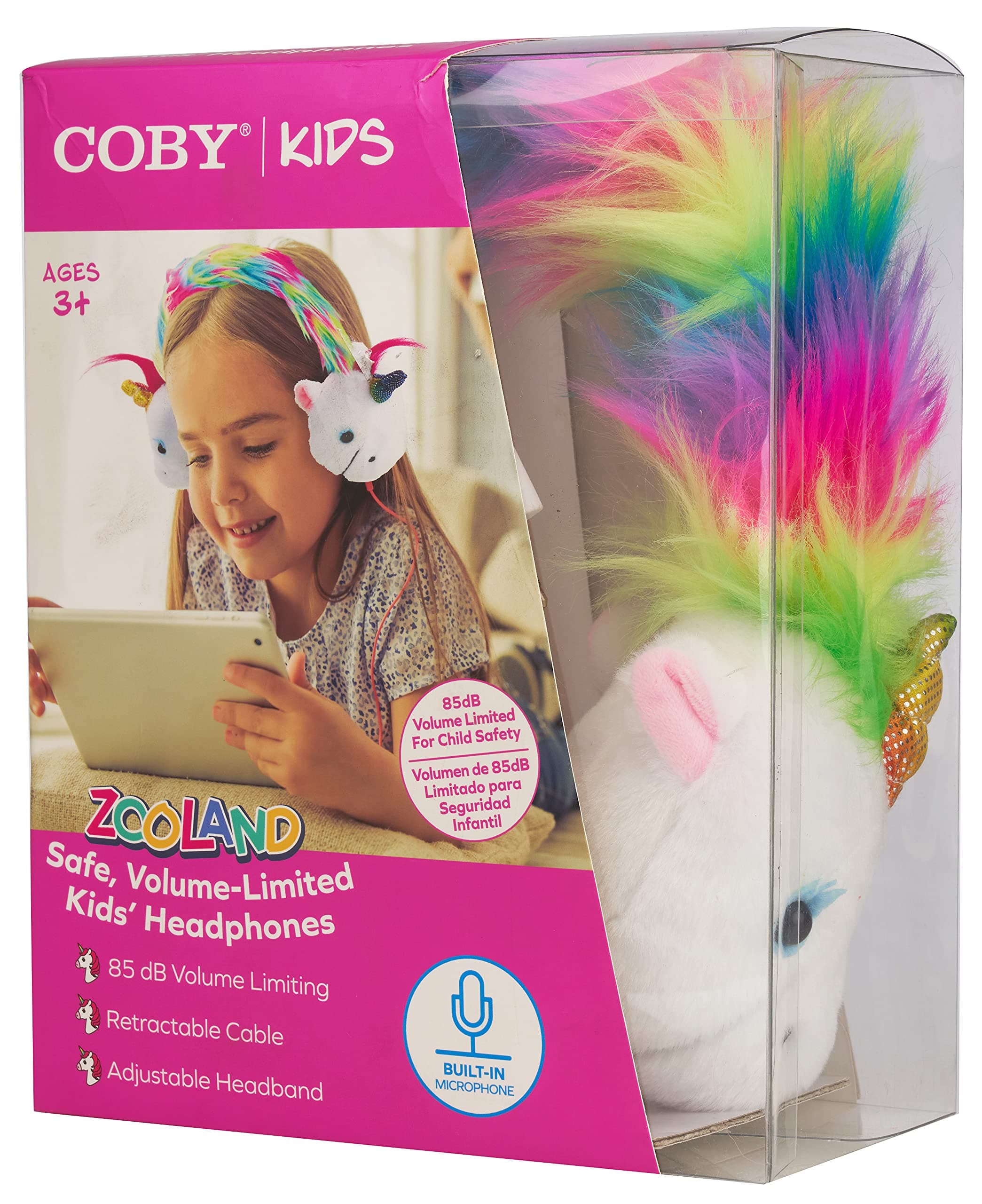 Coby Zooland Wired Plush Kids’ Headphones, Portable Over-Ear Headphones with 3.5 - Thumbnail 2