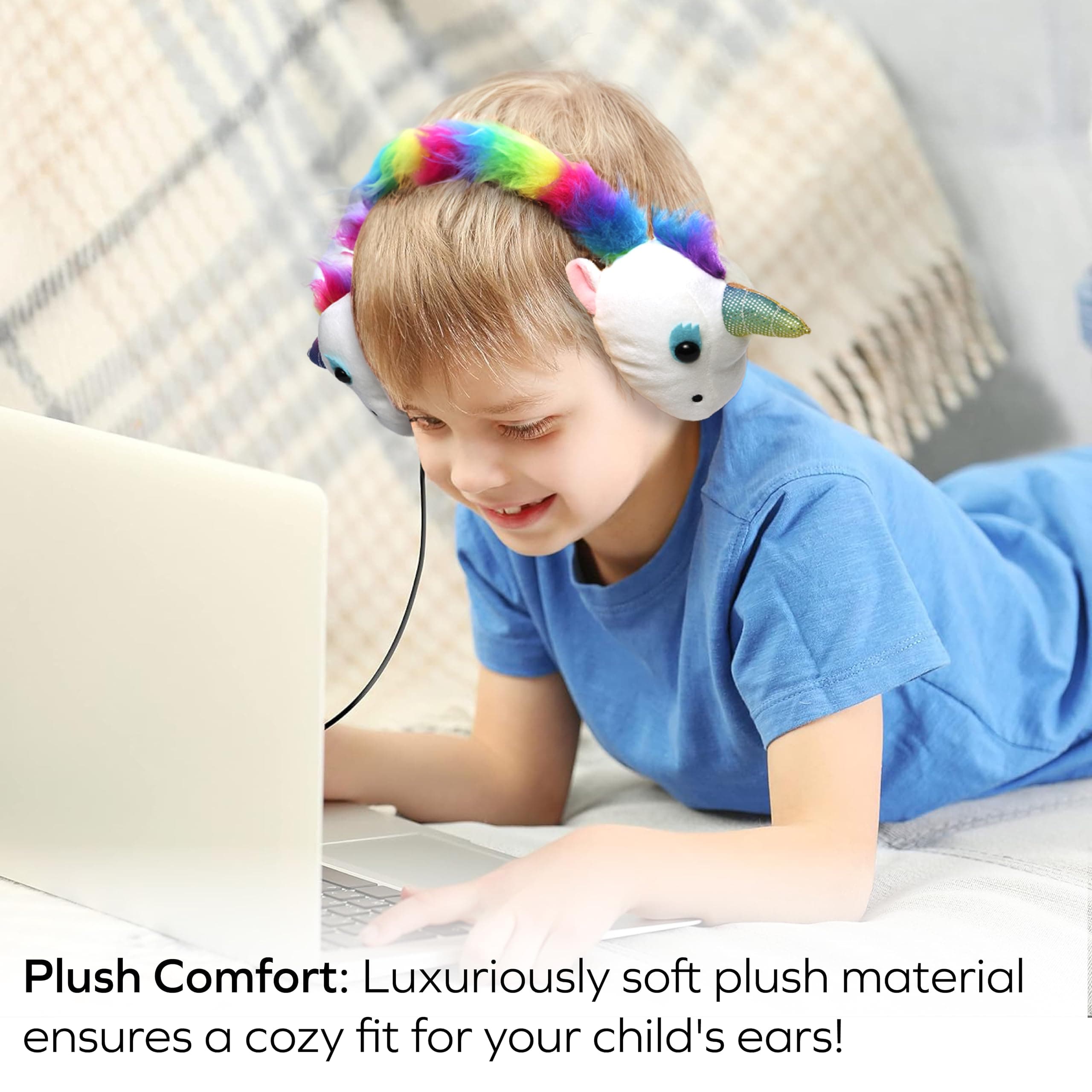 Coby Zooland Wired Plush Kids’ Headphones, Portable Over-Ear Headphones with 3.5 - Thumbnail 3