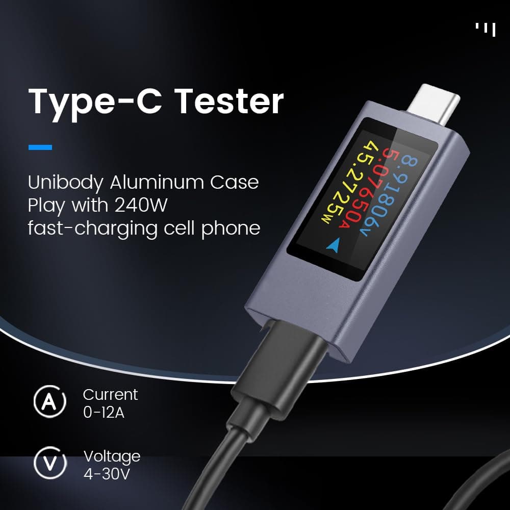 diymore 2 PCS USB C Power Meter Testers,USB C Tester Power Meter Color Screen,Di - Thumbnail 7