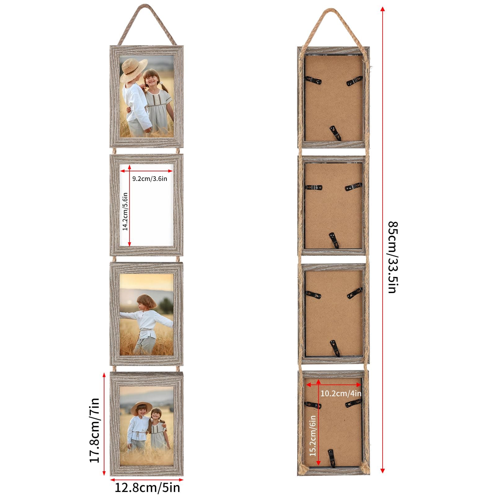 QUTREY 4x6 Hanging Picture Frames Collage Set of 2, 4 Openings 4 x 6 Photo Frame - Thumbnail 2