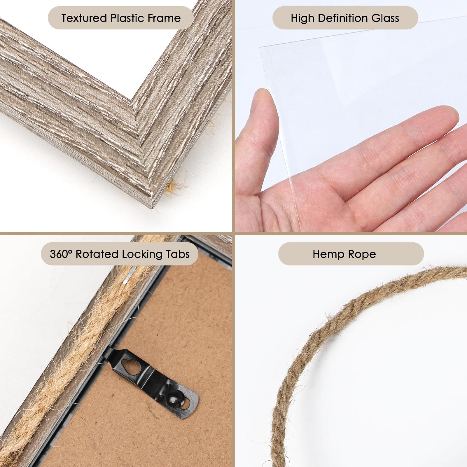 QUTREY 4x6 Hanging Picture Frames Collage Set of 2, 4 Openings 4 x 6 Photo Frame - Thumbnail 3