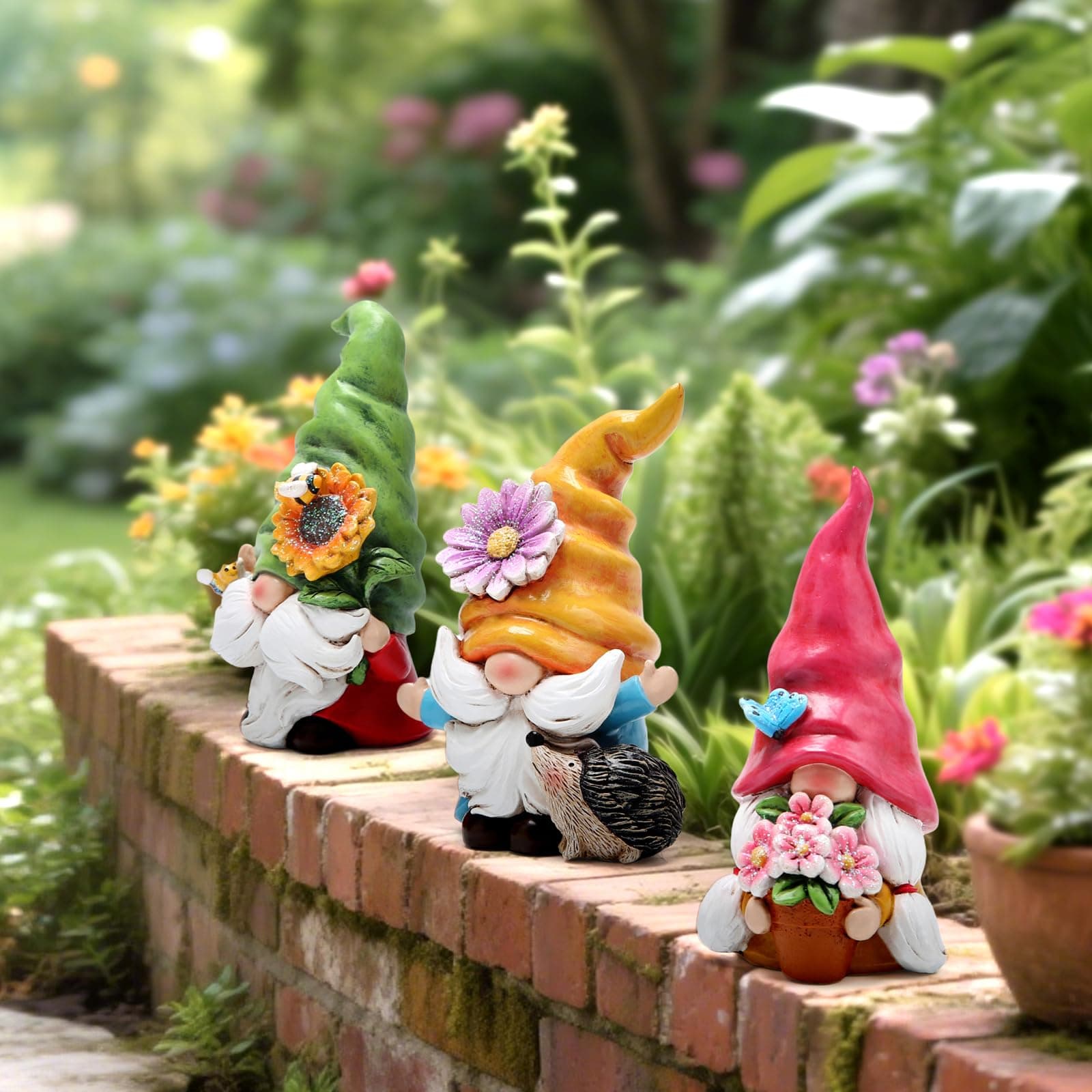 Hodao Set of 3 Spring Gnome Decorations Flower Gnomes Ornaments Decor Summer Out - Thumbnail 5