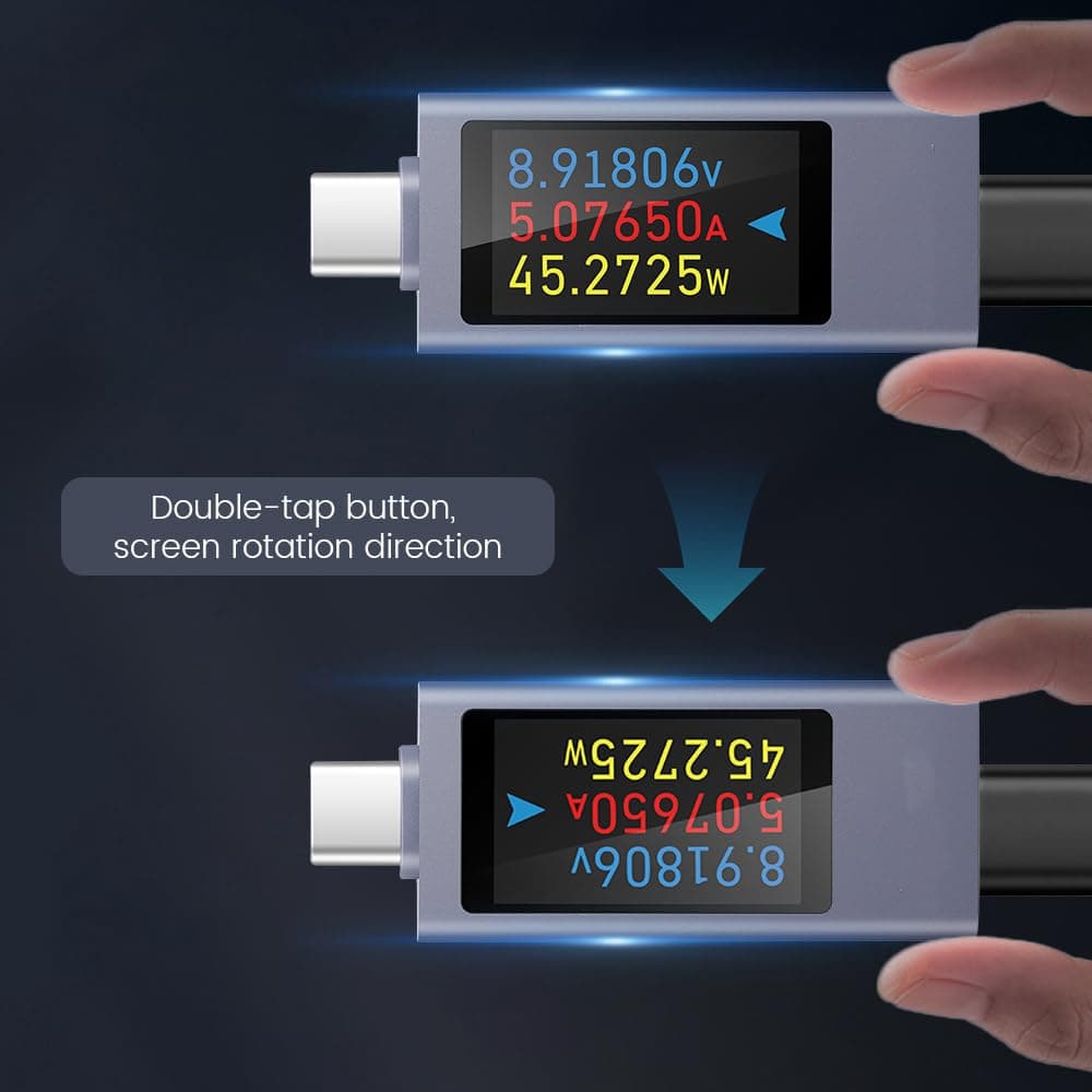 diymore 2 PCS USB C Power Meter Testers,USB C Tester Power Meter Color Screen,Di - Thumbnail 4