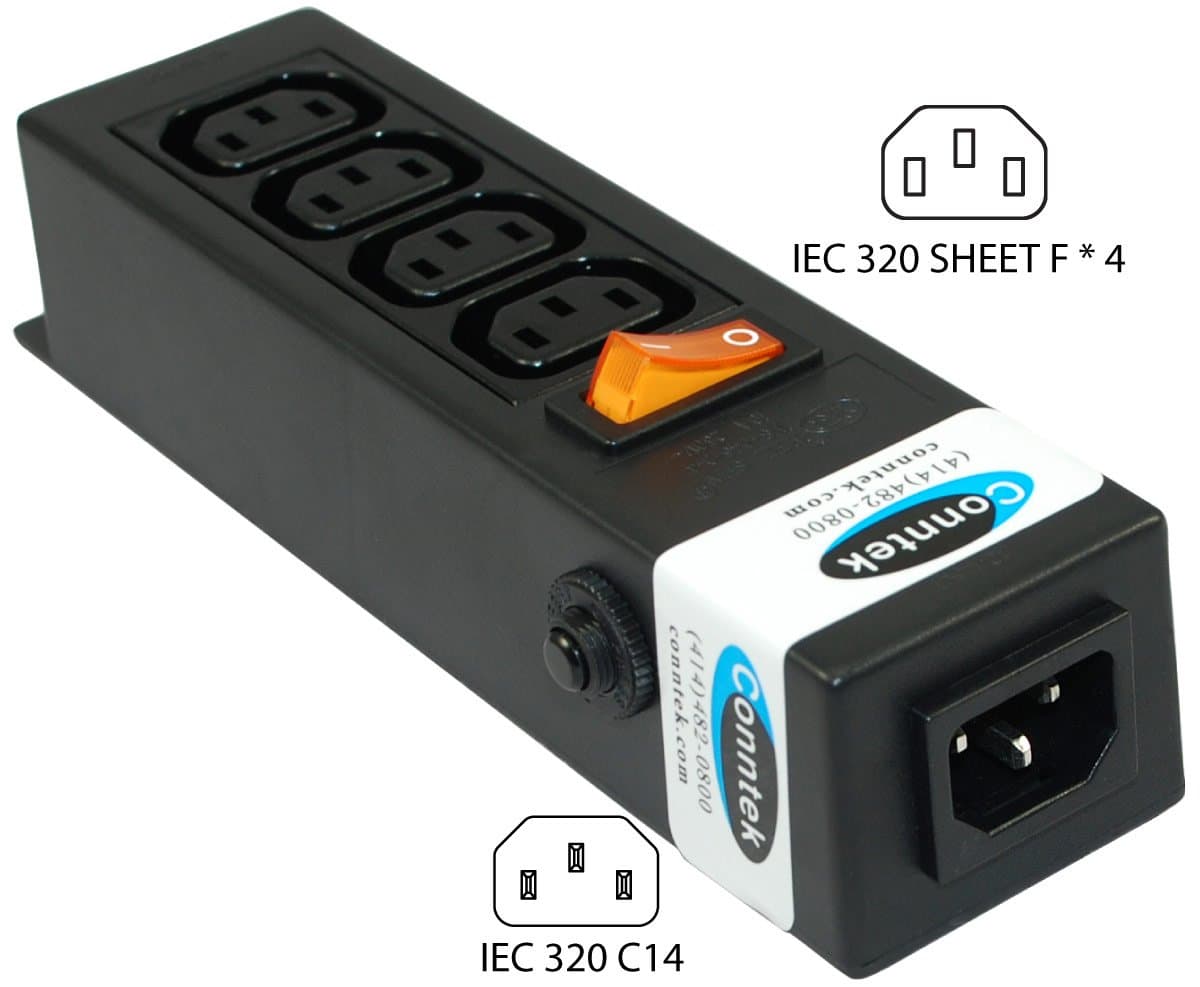 Conntek 55705 Power Strip 250 Volt 7-1/2-Inch Housing IEC C14 Inlet to 4 IEC 603 - Thumbnail 2