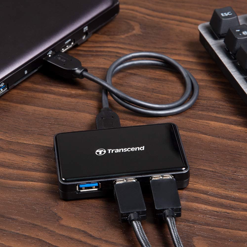 Transcend USB 3.0 4-Port Hub TS-HUB3K, Black - Thumbnail 2