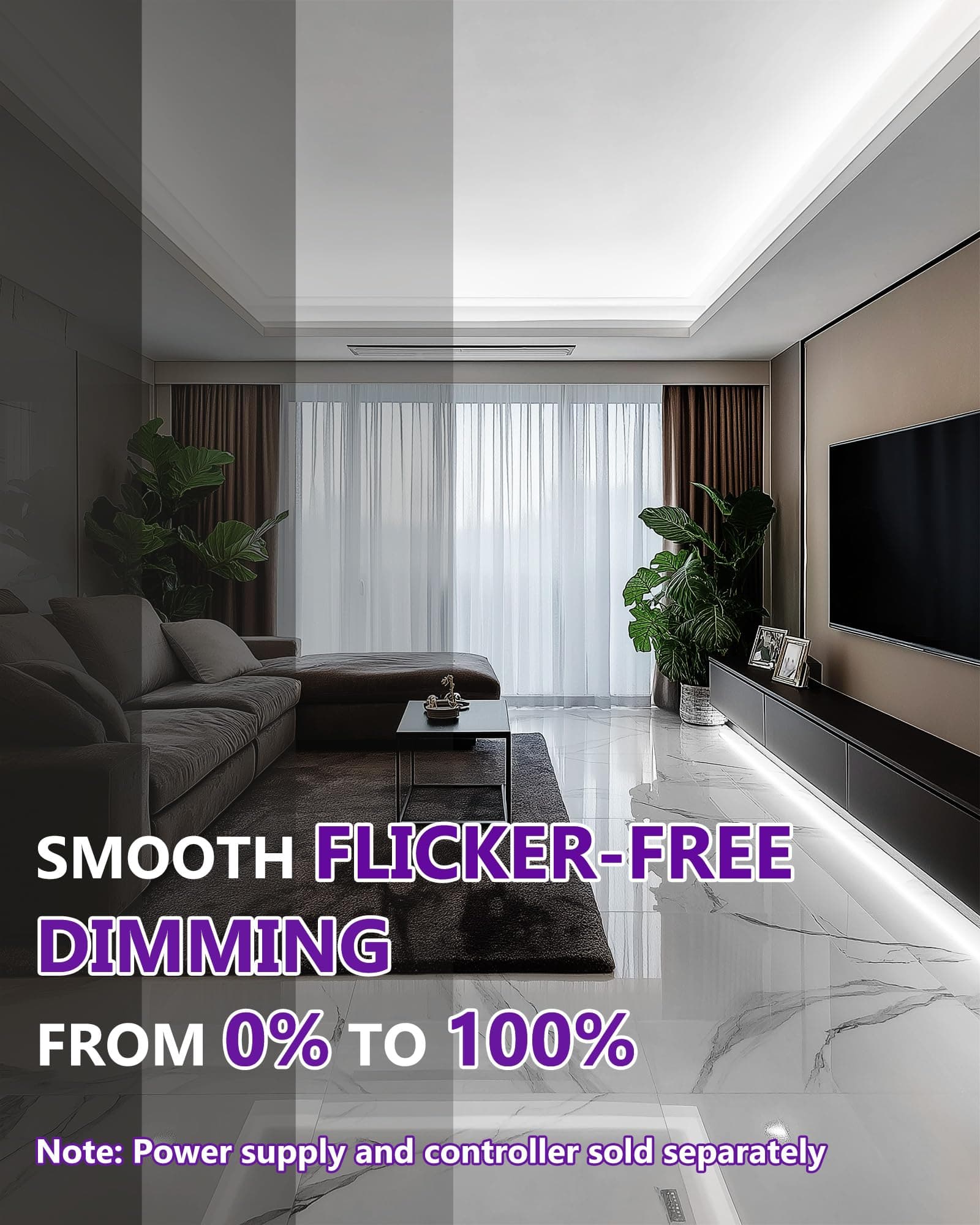 HitLights White COB LED Strip Lights 5000K 16.4ft 12V Tape Light 2640 LEDs 426 l - Thumbnail 4