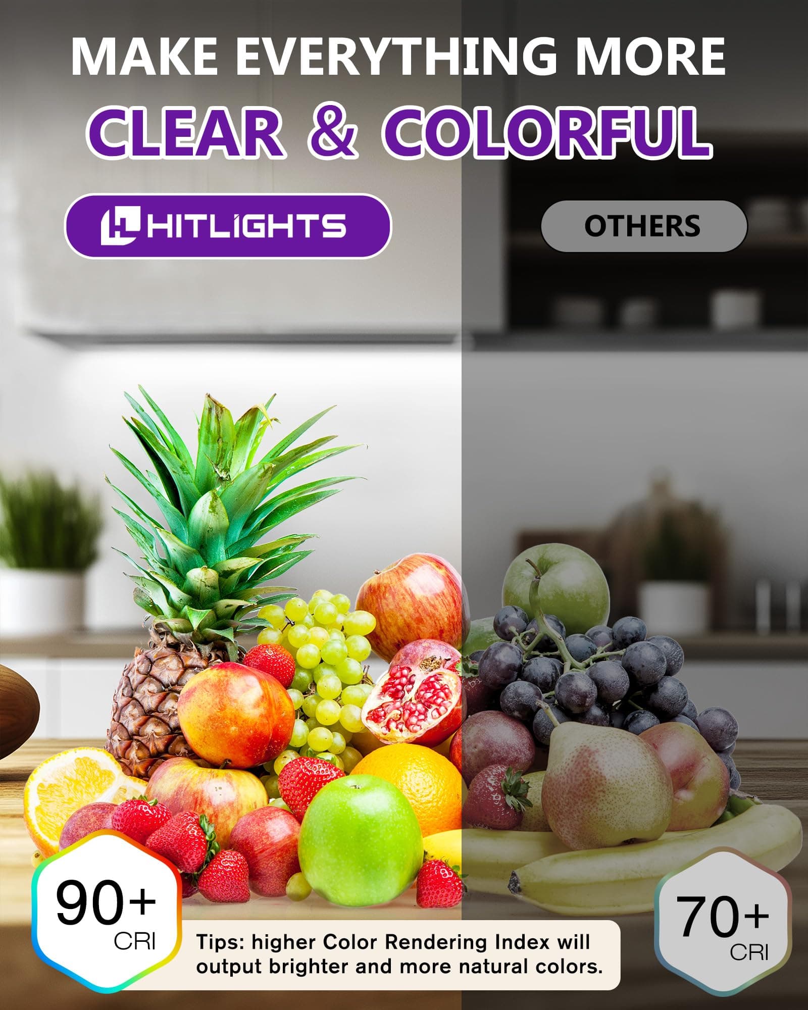 HitLights White COB LED Strip Lights 5000K 16.4ft 12V Tape Light 2640 LEDs 426 l - Thumbnail 5