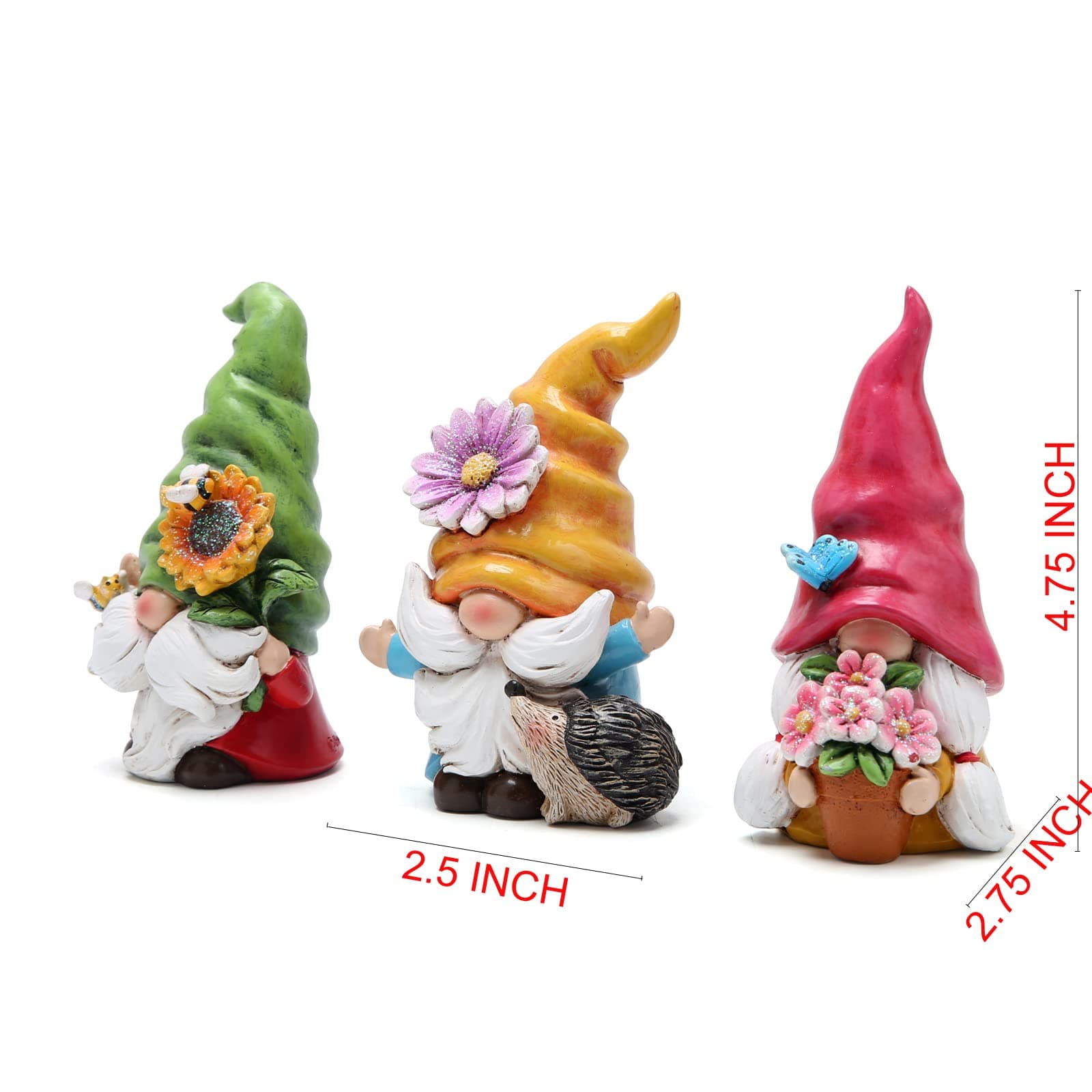 Hodao Set of 3 Spring Gnome Decorations Flower Gnomes Ornaments Decor Summer Out - Thumbnail 8