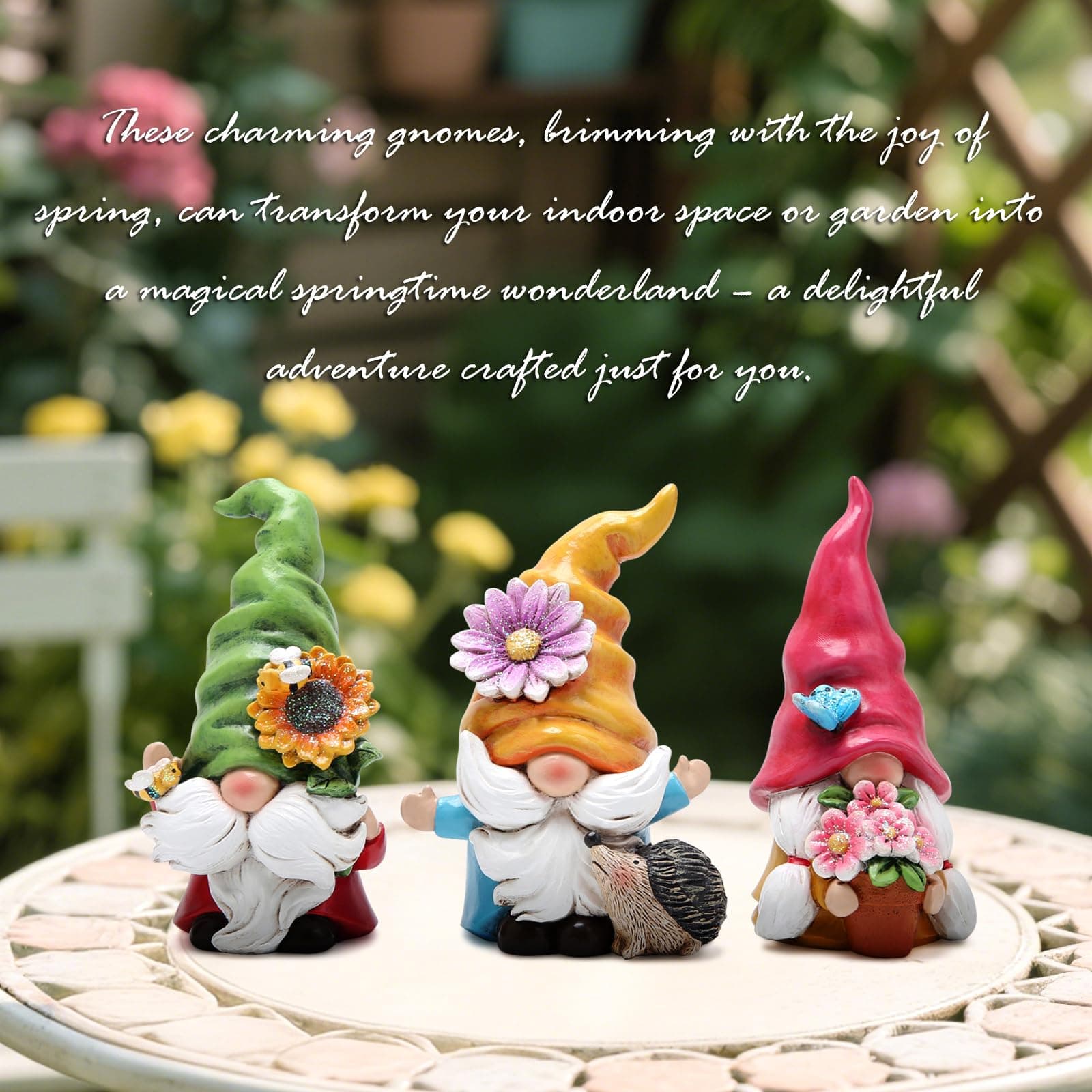 Hodao Set of 3 Spring Gnome Decorations Flower Gnomes Ornaments Decor Summer Out - Thumbnail 7