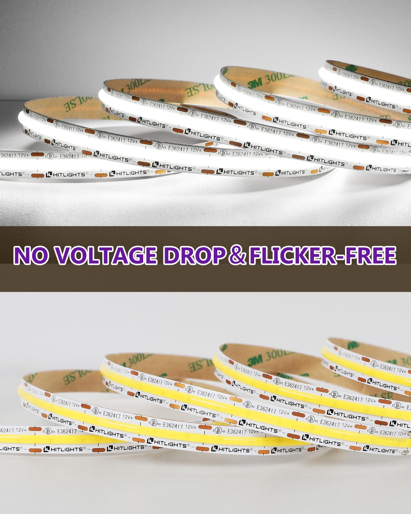 HitLights White COB LED Strip Lights 5000K 16.4ft 12V Tape Light 2640 LEDs 426 l - Thumbnail 9