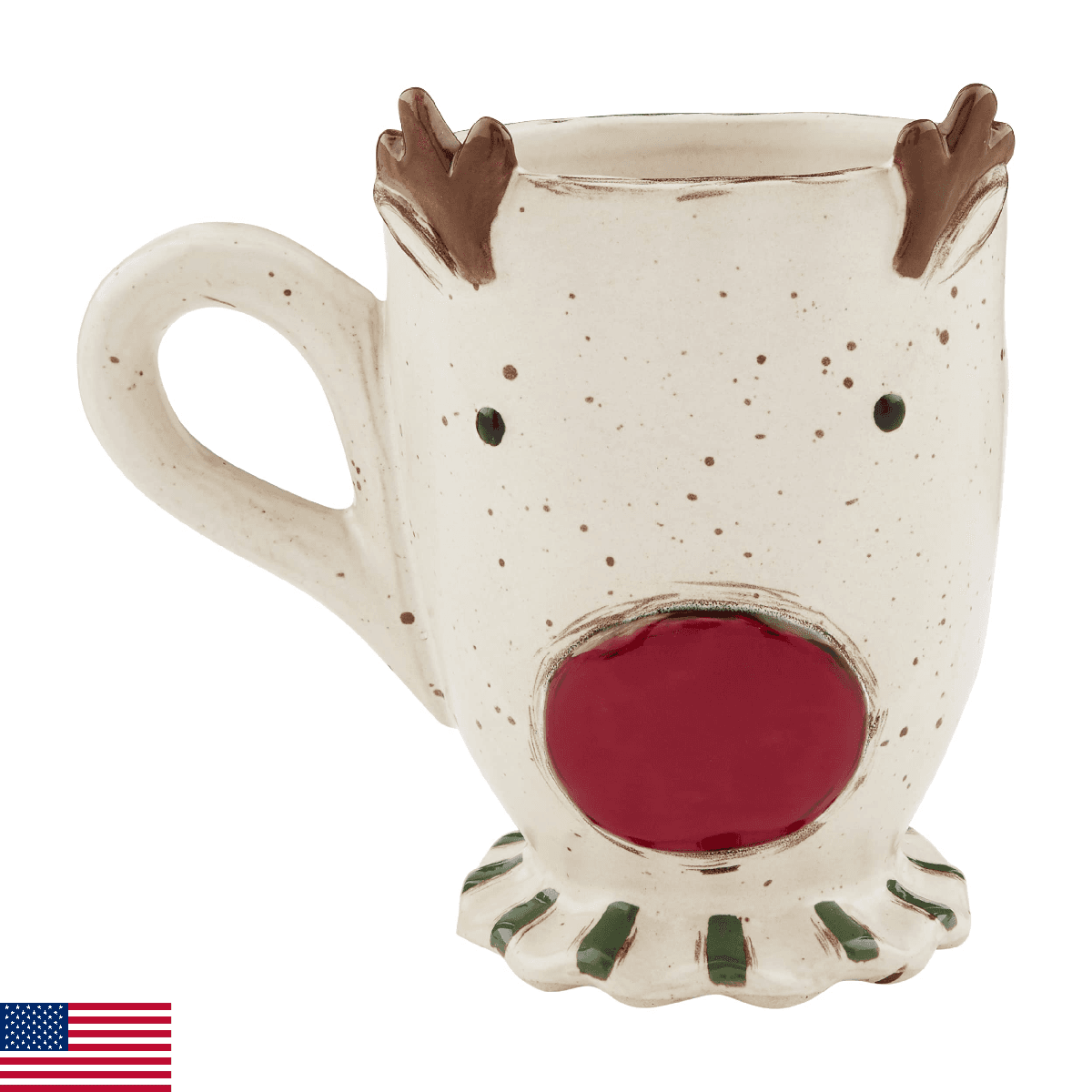 Mud Pie Farmhouse Christmas Pedestal Mug, Reindeer Farm, 16 oz - Image 1