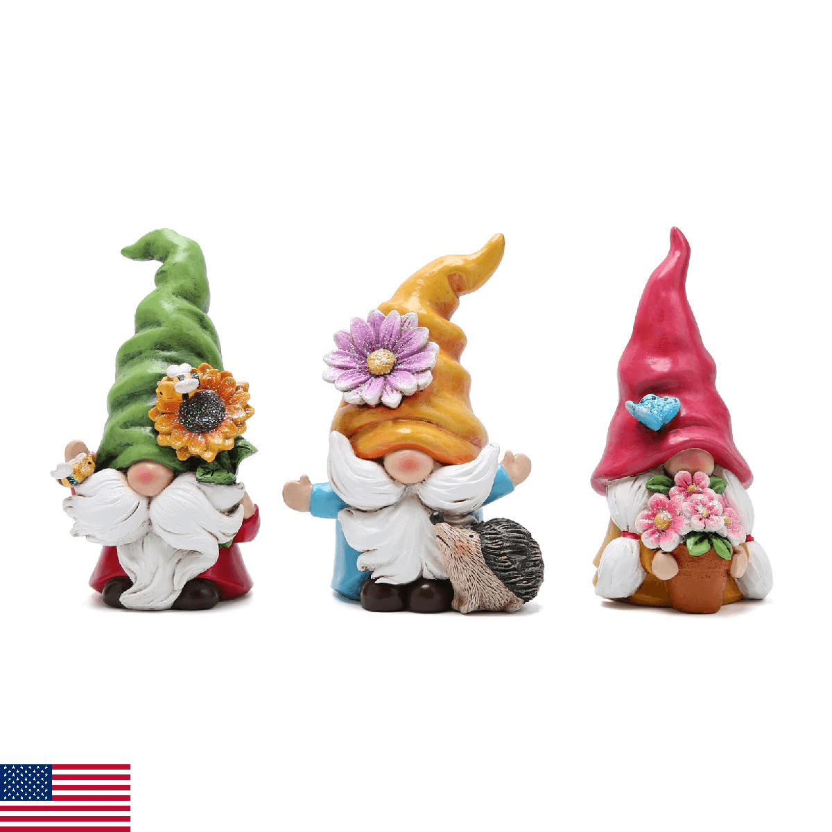Hodao Set of 3 Spring Gnome Decorations Flower Gnomes Ornaments Decor Summer Out - Image 1