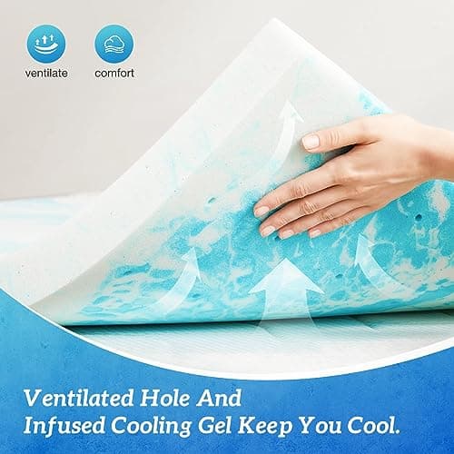 Sweetcrispy Memory Foam Mattress Topper Twin,3 Inch Thick Gel Infused Cooling To - Thumbnail 2
