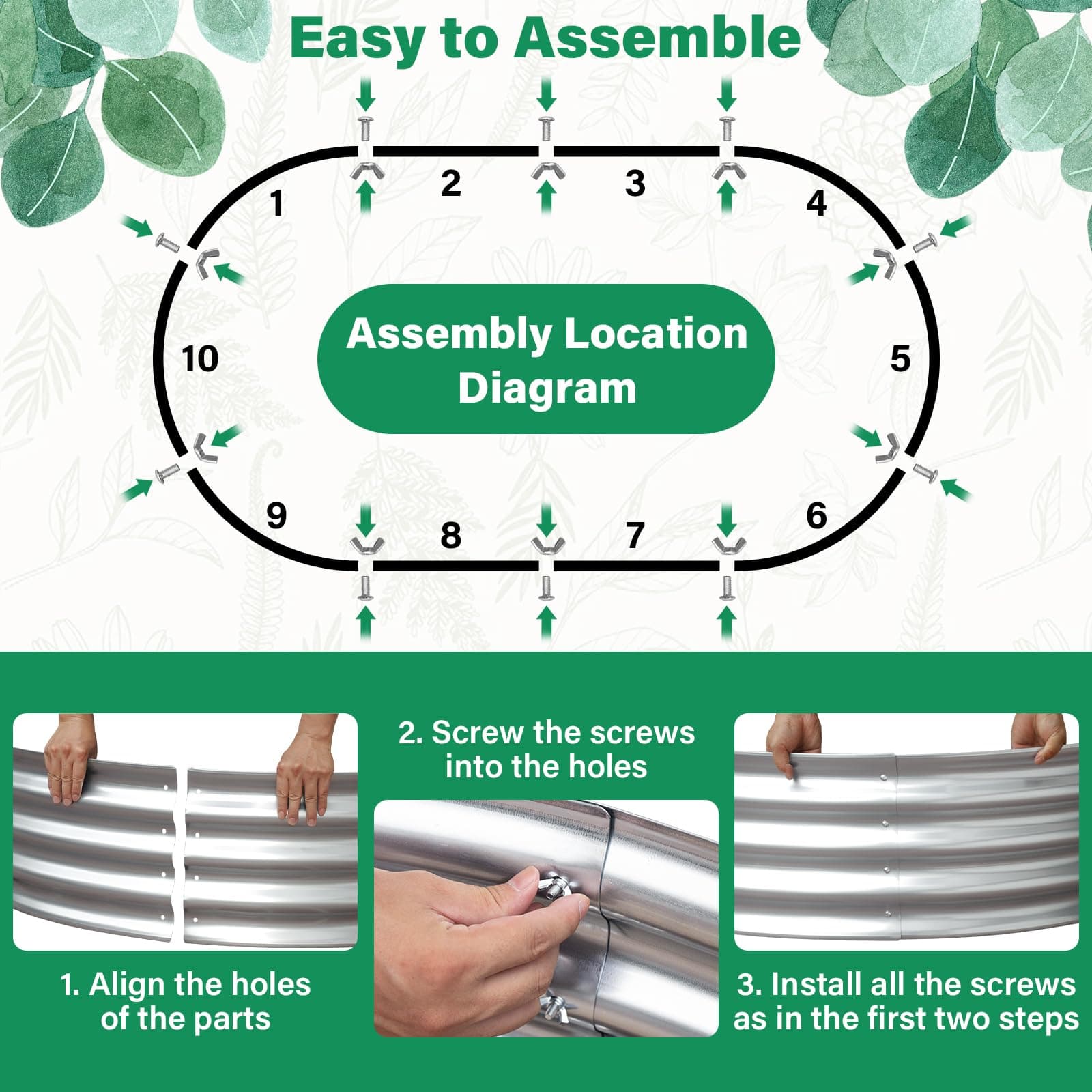 TATAANTY Galvanized Raised Garden Bed for Outdoor: 4X2X1ft Durable Metal Vegetab - Thumbnail 6