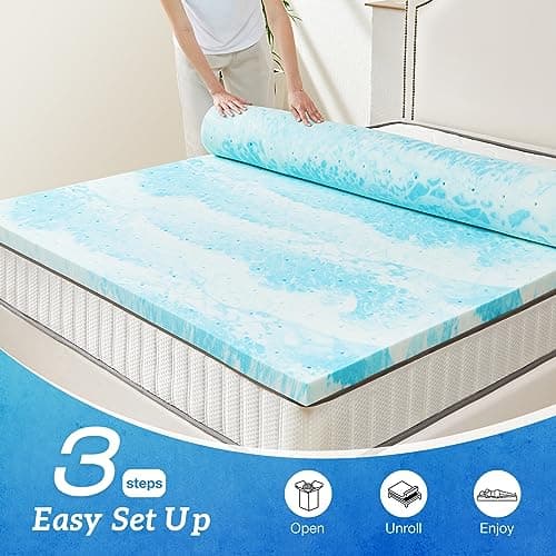 Sweetcrispy Memory Foam Mattress Topper Twin,3 Inch Thick Gel Infused Cooling To - Thumbnail 4