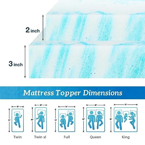 Sweetcrispy Memory Foam Mattress Topper Twin,3 Inch Thick Gel Infused Cooling To - Thumbnail 6