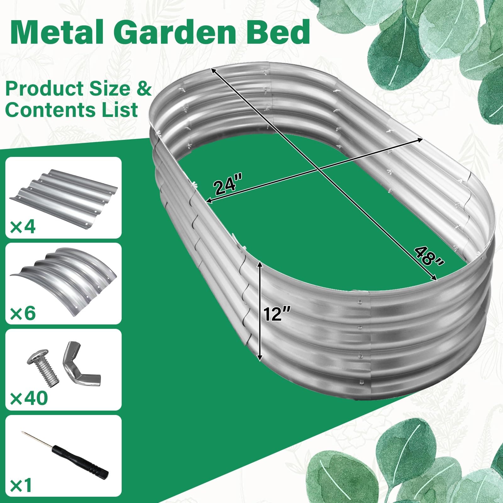 TATAANTY Galvanized Raised Garden Bed for Outdoor: 4X2X1ft Durable Metal Vegetab - Thumbnail 2