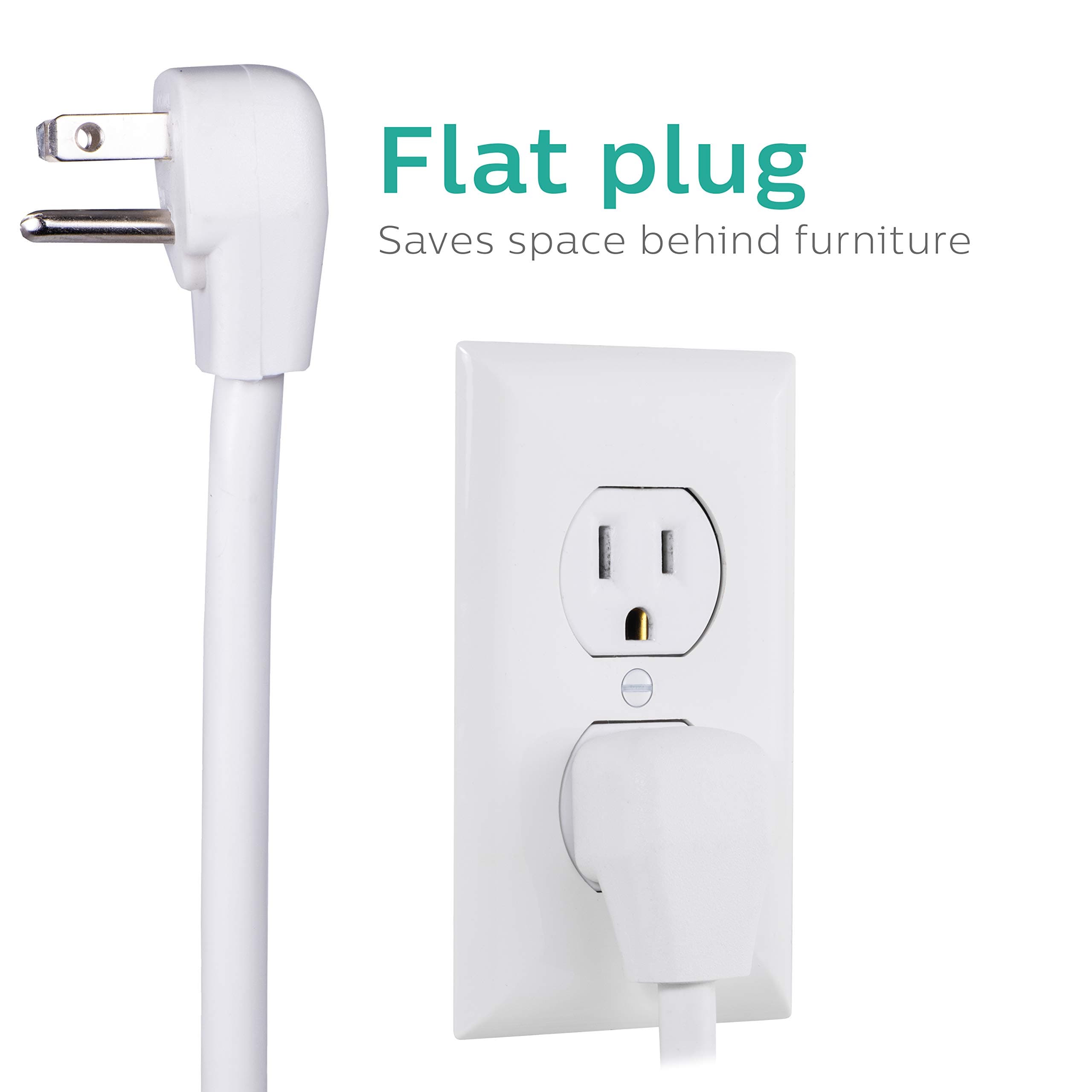 Philips 8 Outlet Power Strip Surge Protector, 8ft Extra-Long Power Cord, Flat Pl - Thumbnail 3