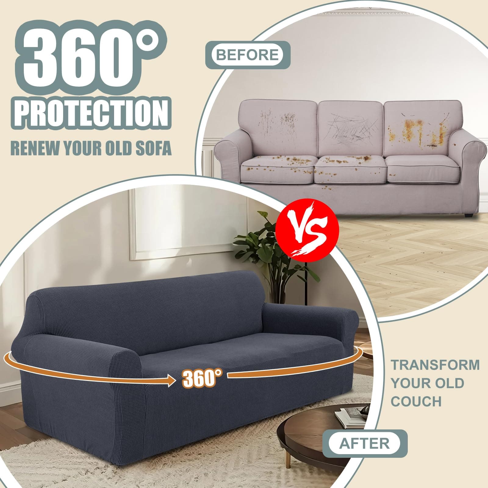 Luxshare Home Stretch Couch Cover Washable Sofa Slipcover Furniture Protector wi - Thumbnail 4