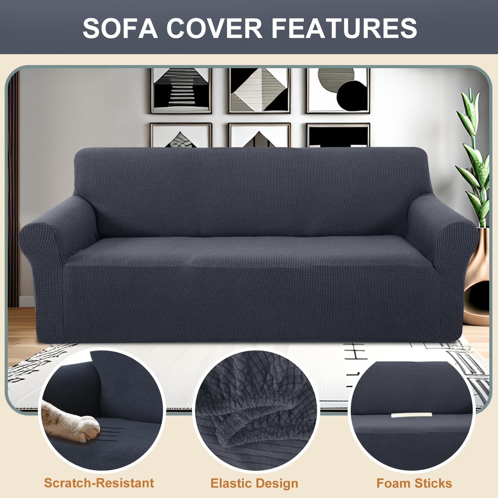 Luxshare Home Stretch Couch Cover Washable Sofa Slipcover Furniture Protector wi - Thumbnail 3
