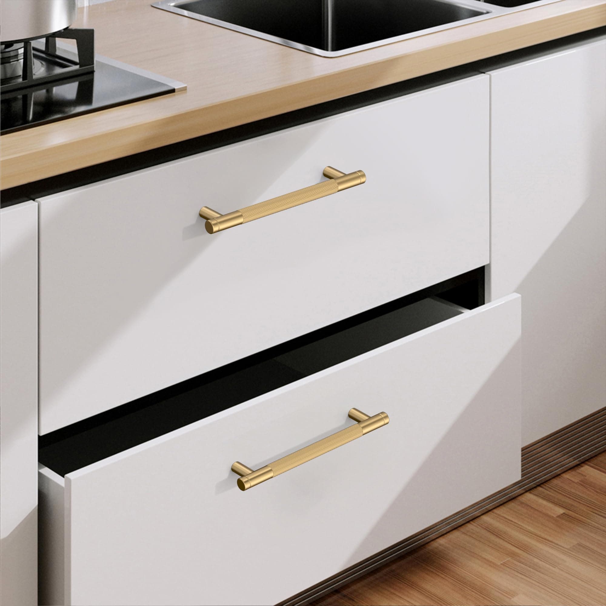 Coinkoly 10 Pack 3.75" Champagne Bronze Cabinet Pulls Kitchen Handles Champagne - Thumbnail 6