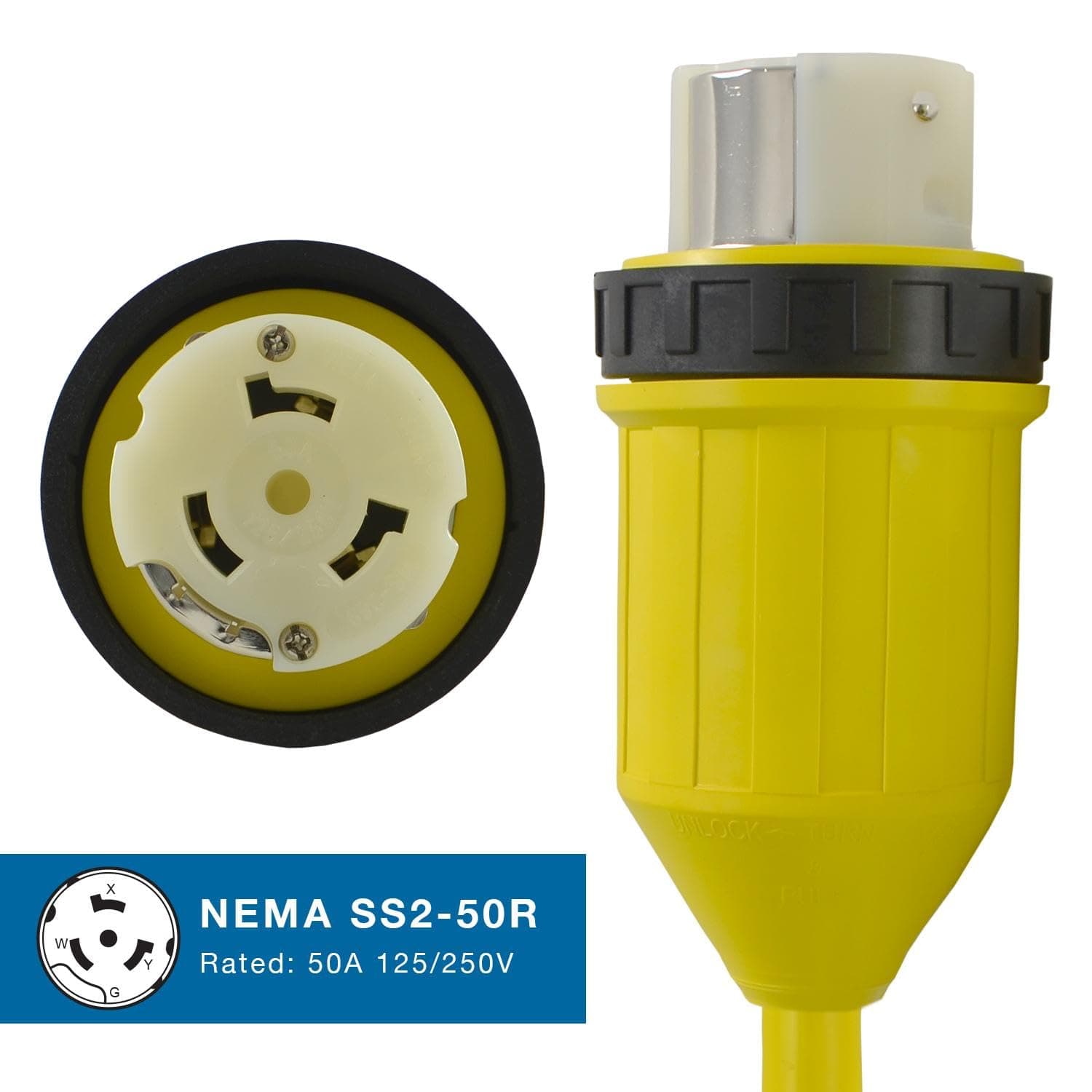 Conntek 14222 RV 1.5-Foot Pigtail Adapter Power Cord 15 Amp Male Plug To 50 Amp - Thumbnail 3