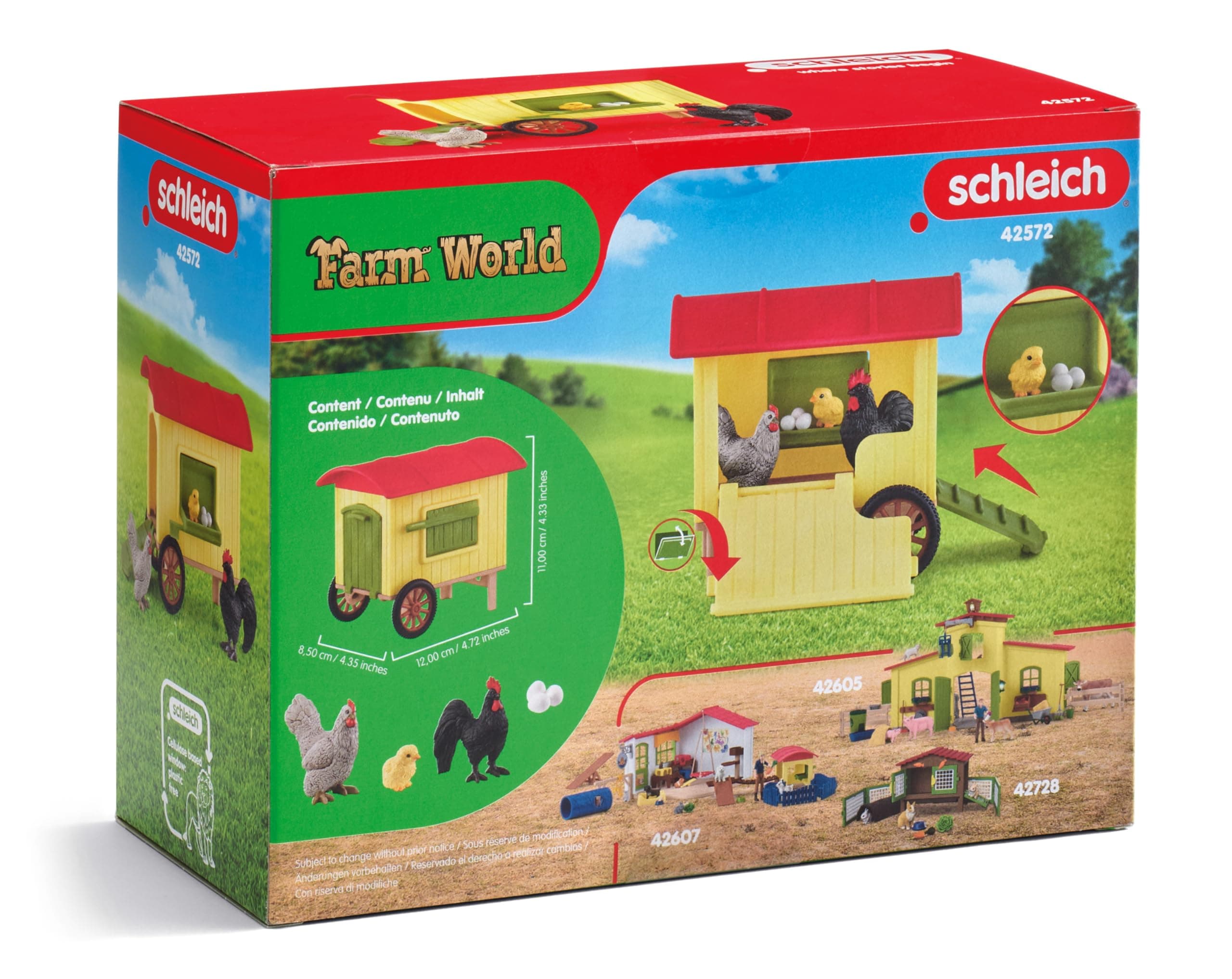 Schleich Farm World Mobile Chicken Coop Realistic Farm Animal Figurines, Farm Ad - Thumbnail 3