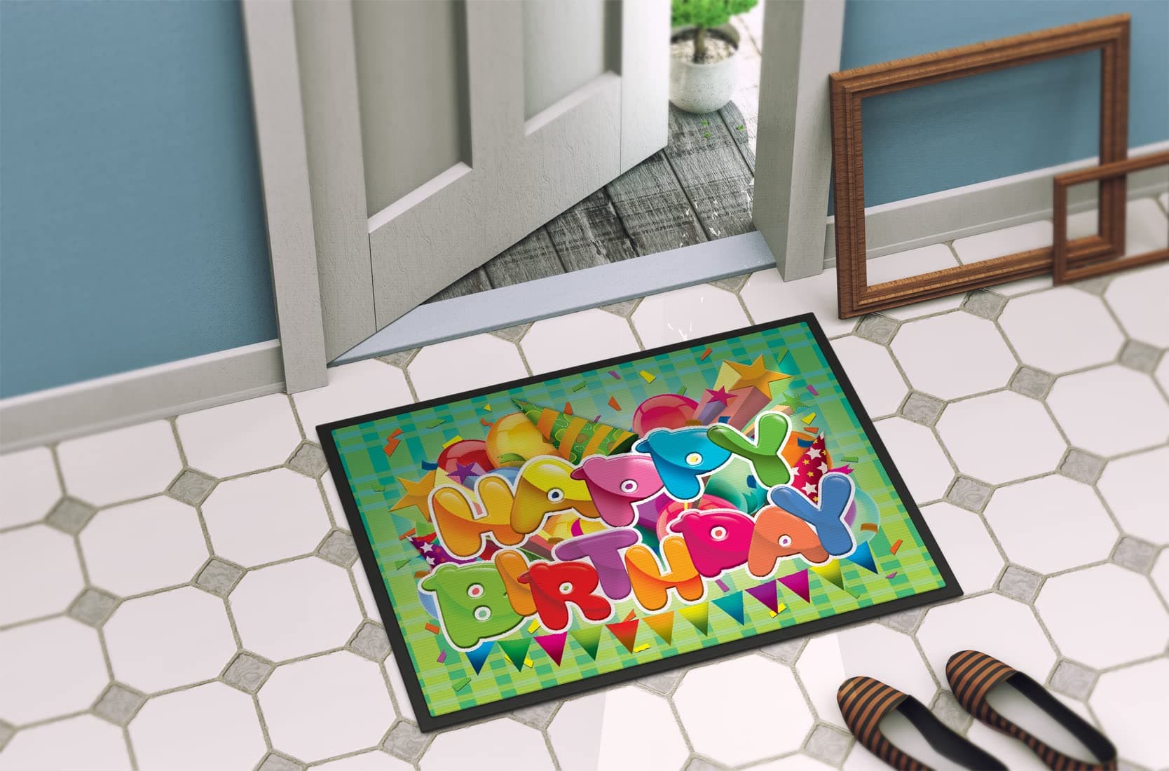 Caroline's Treasures APH8872MAT Happy Birthday Doormat 18x27 Front Door Mat Indo - Thumbnail 4