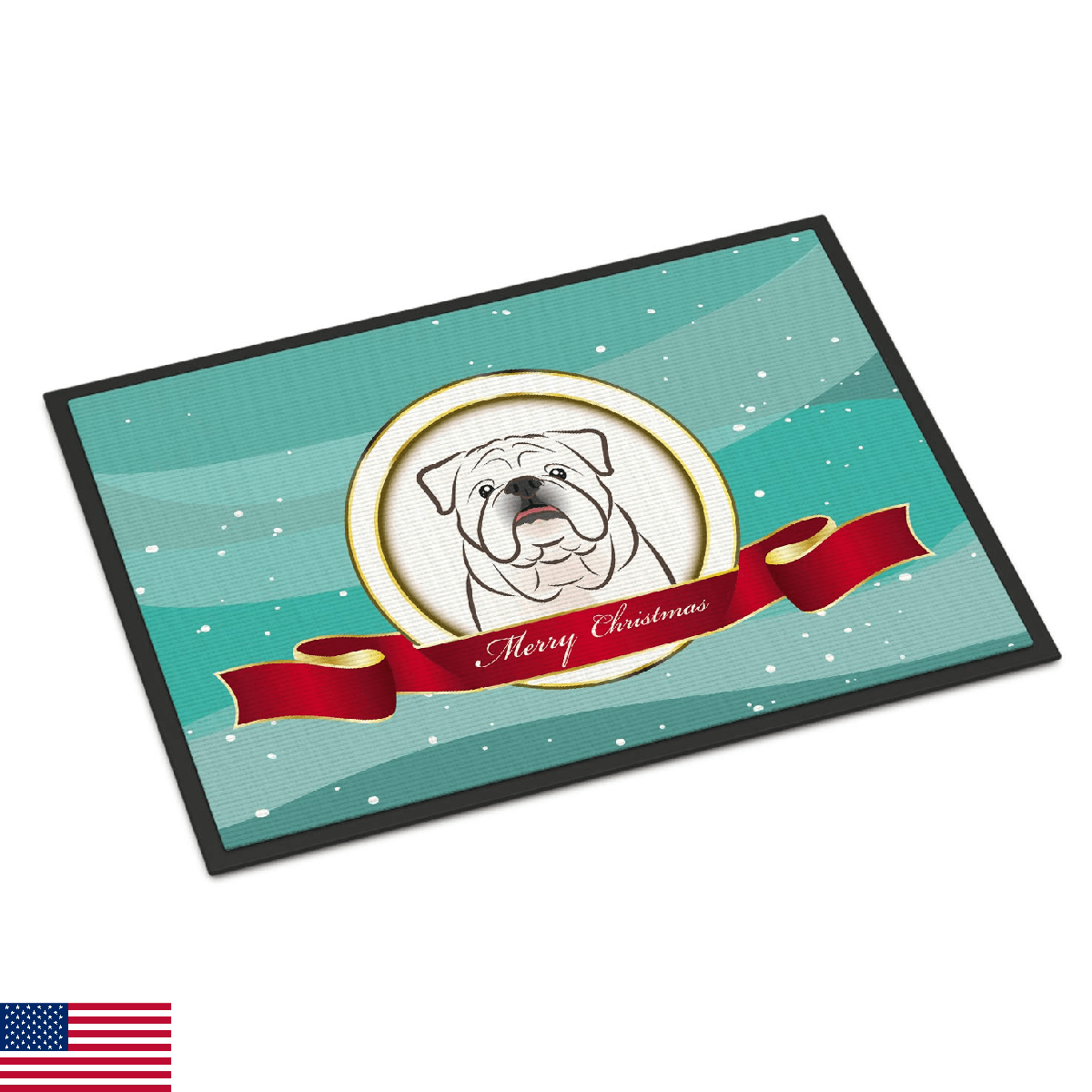 Caroline's Treasures BB1530MAT White English Bulldog Merry Christmas Doormat 18x - Image 1