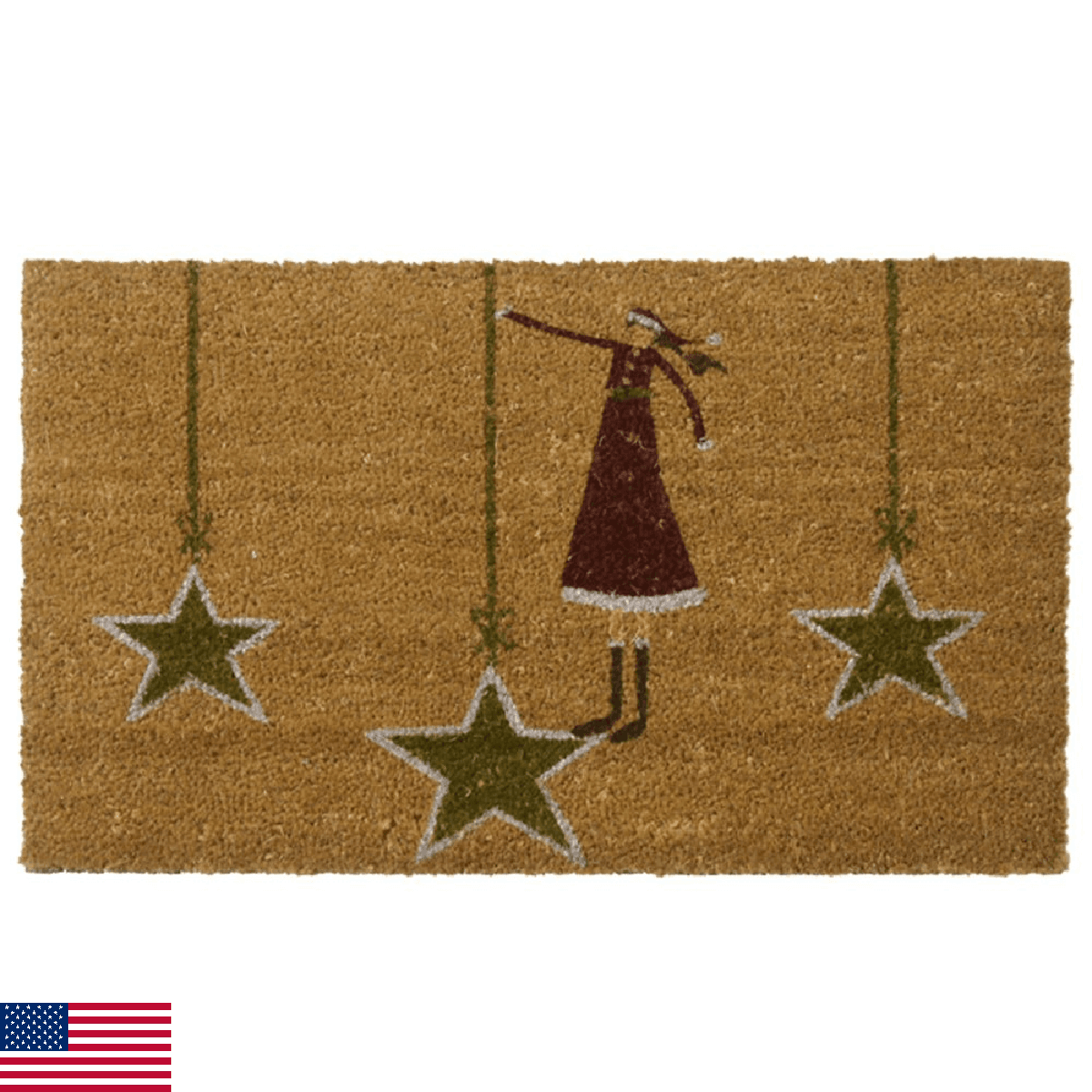 Rubber-Cal 10-106-053 Contemporary Holiday Doormat, 18 by 30-Inch, Tan - Image 1