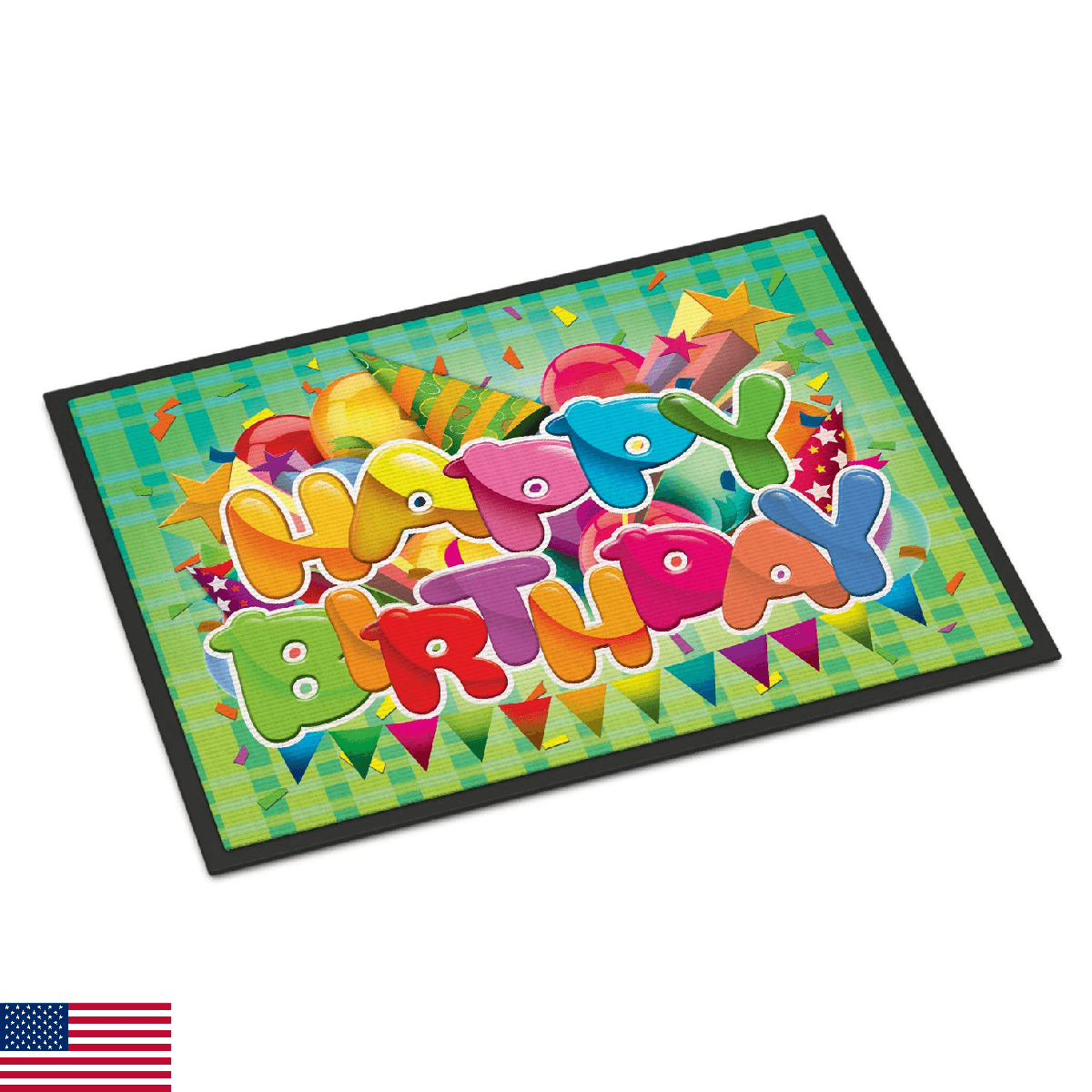 Caroline's Treasures APH8872MAT Happy Birthday Doormat 18x27 Front Door Mat Indo - Image 1