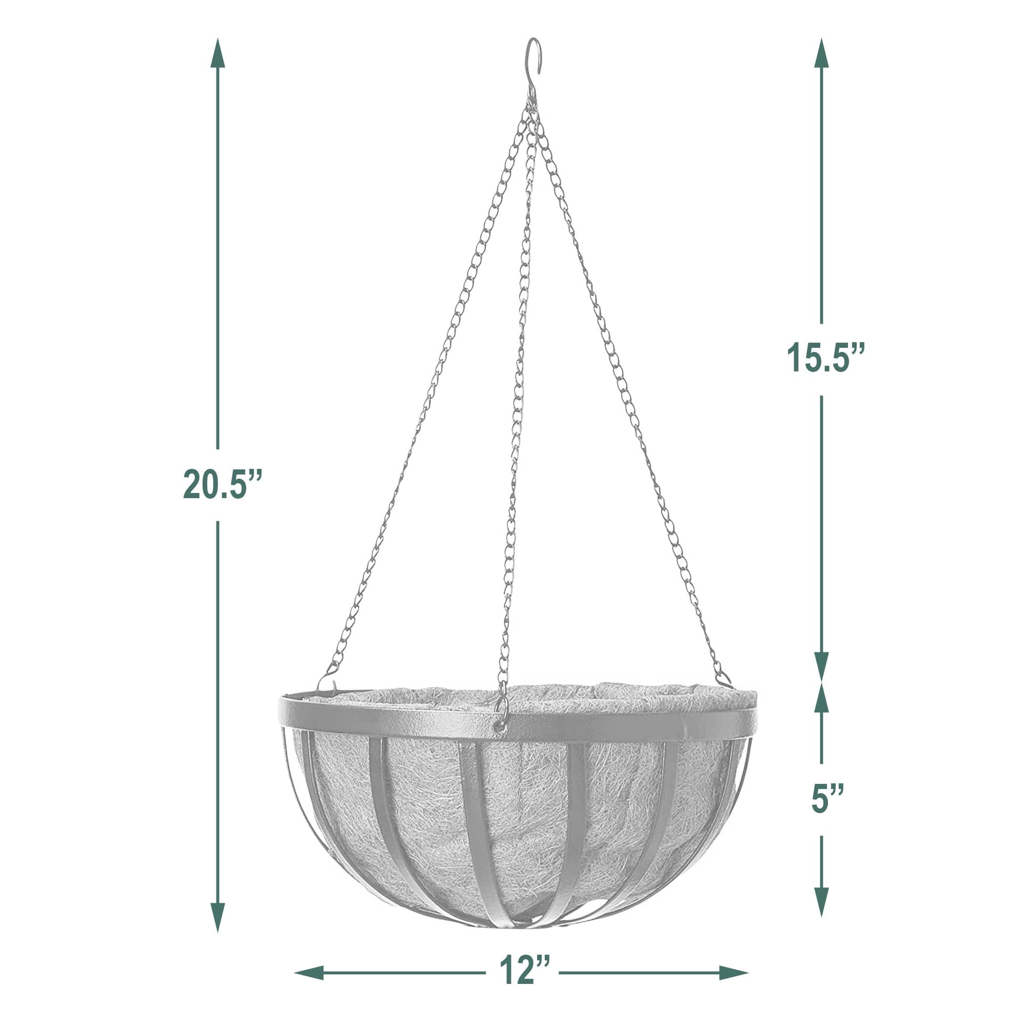 Arcadia Garden Products CB42 12" Solstice Round Hanging Basket, Black - Thumbnail 5