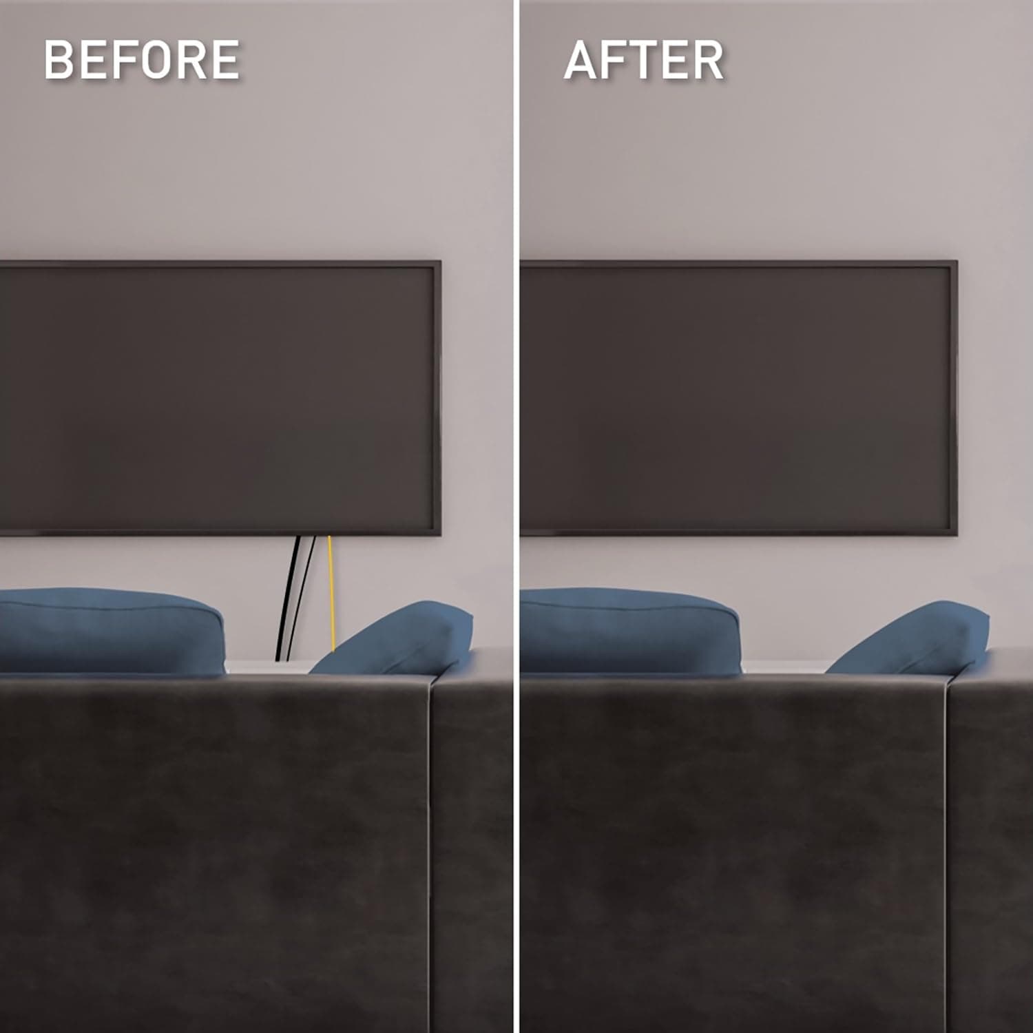 Legrand - Wiremold Cord Cover with Grommets, Wall Mount TV Cord Hider, 2 Pack CC - Thumbnail 2