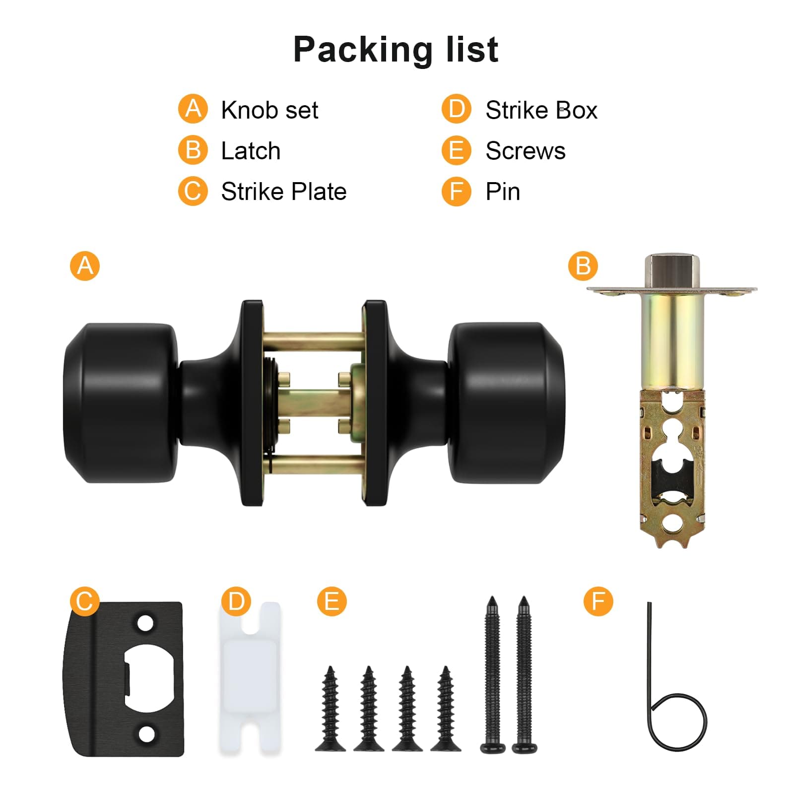 Goldenwarm Matte Black Closet Door Knobs, Passage Door Knobs, Black Door Knob In - Thumbnail 8