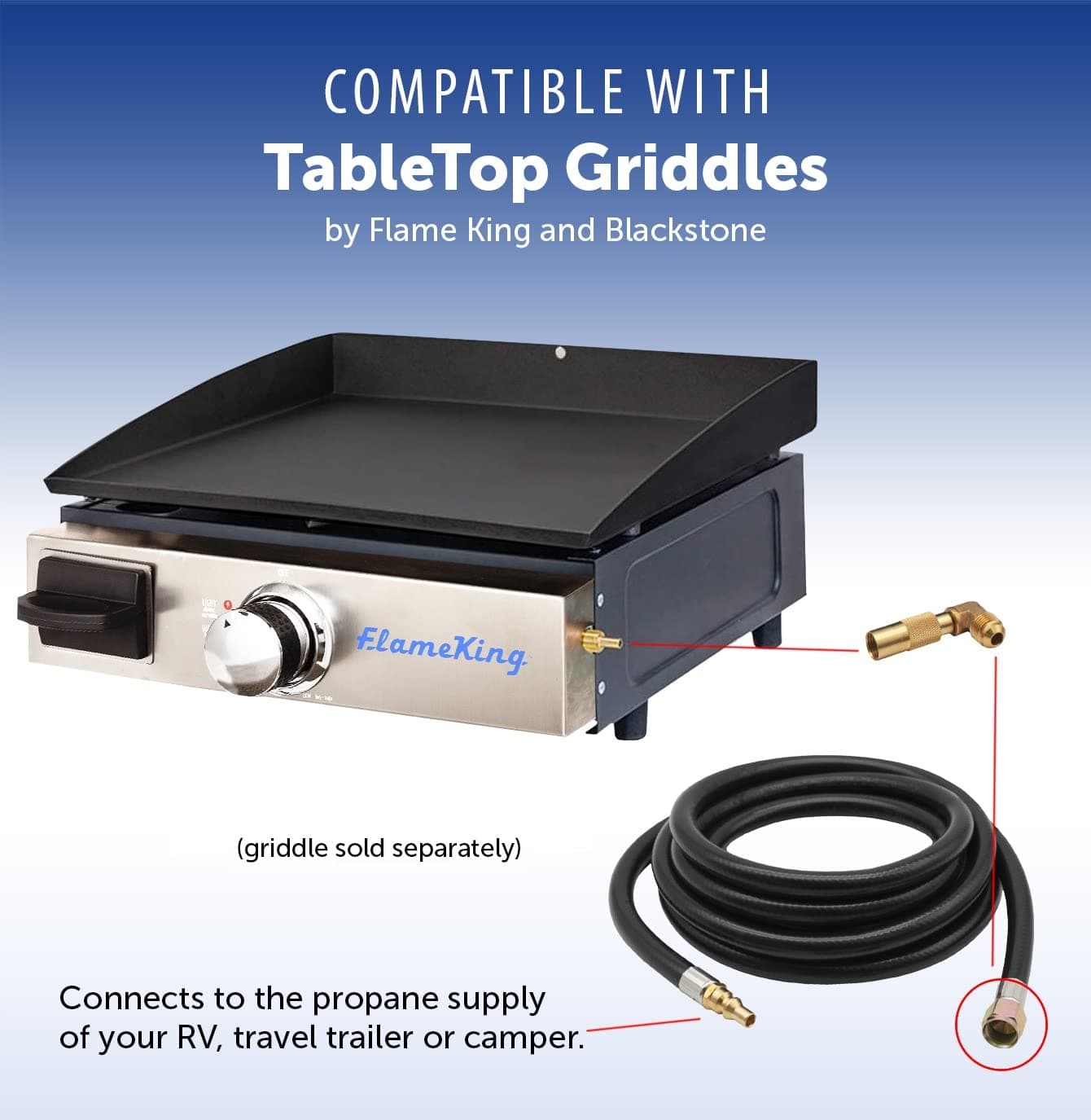 Flame King Propane 12ft RV Quick Connect Hose for Blackstone/Flame King Griddle - Thumbnail 7