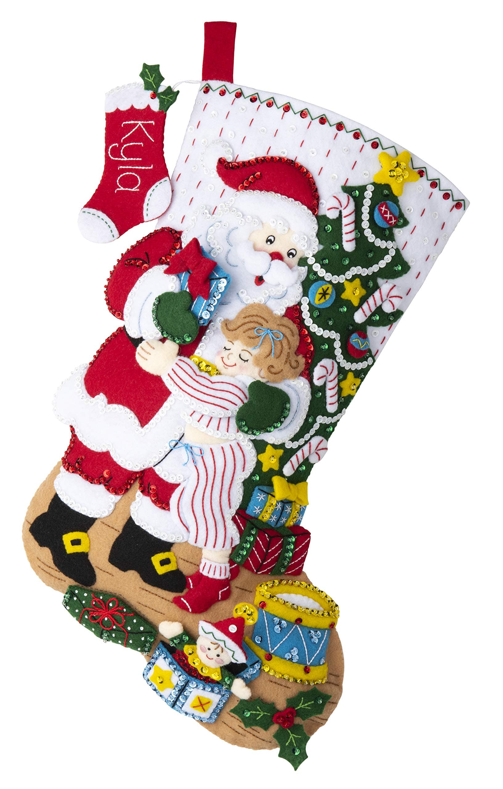 Bucilla Felt Applique 18" Stocking Making Kit, Christmas Hugs, 89253E - Thumbnail 2