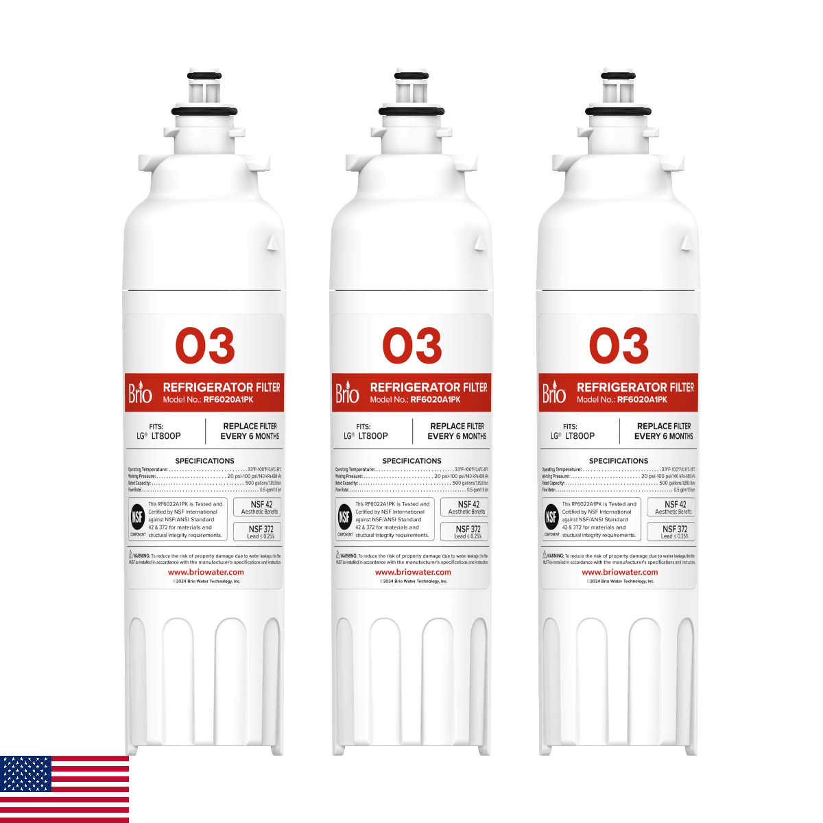 Brio LT800P & ADQ73613401 Water Filter Replacement for LG LT800p, ADQ73613402, A - Image 1