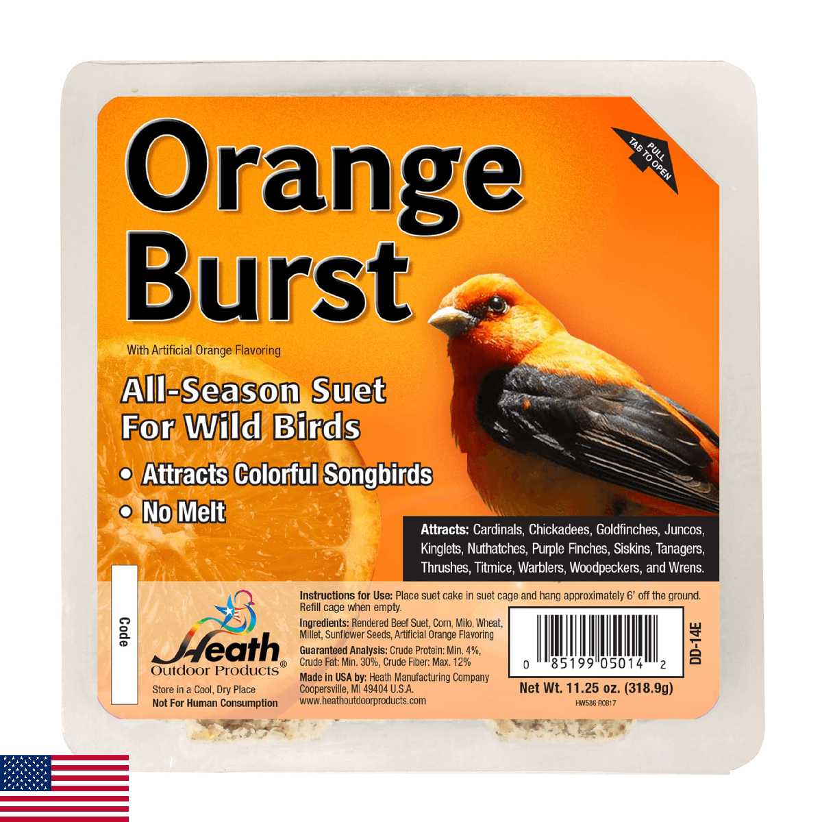 Heath Outdoor Products DD14-10 Orange Burst Suet Cake Pack of 10 - Image 1