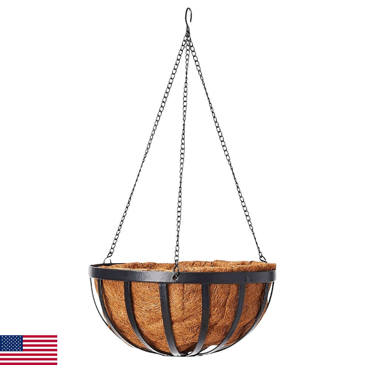 Arcadia Garden Products CB42 12" Solstice Round Hanging Basket, Black - Image 1