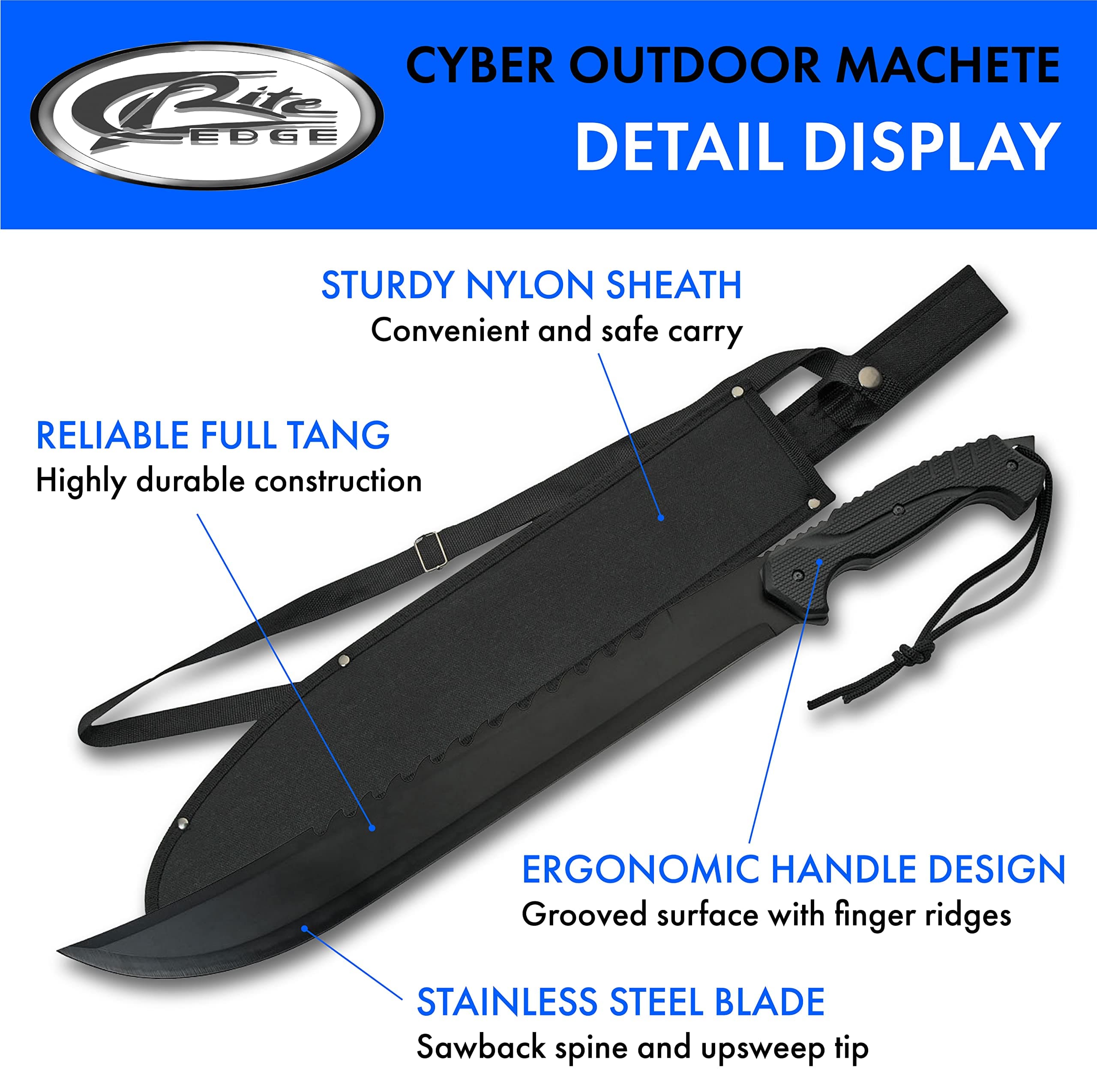 SZCO Supplies 25" Full-Tang Saw Back Machete with Nylon Sheath – Tactical Surviv - Thumbnail 2