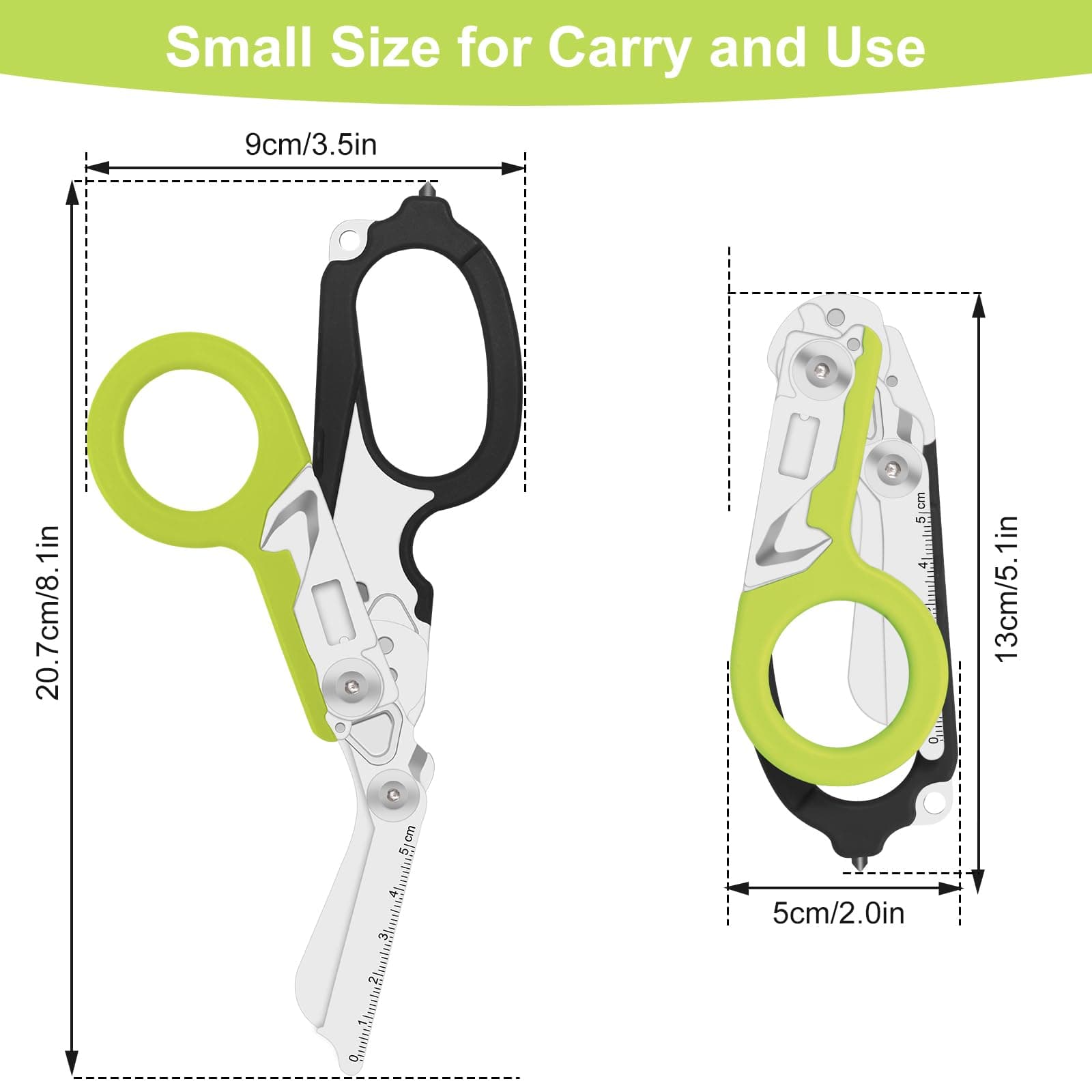Lemasa 6 in 1 Multifunctional Combination Tool, Folding Retractable Emergency Sh - Thumbnail 2