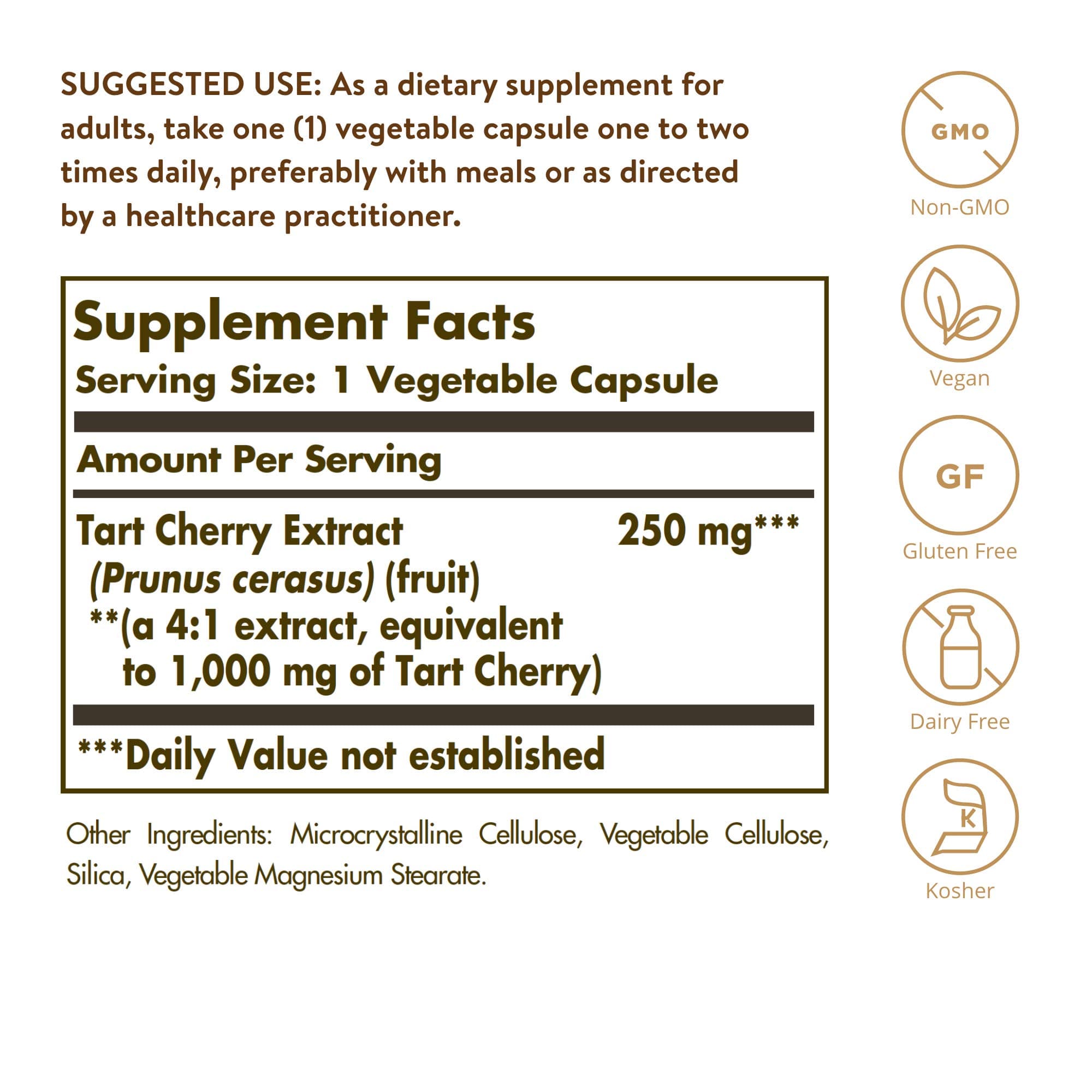 Solgar Tart Cherry 1000 mg, 90 Vegetable Capsules - Antioxidant with Quercetin, - Thumbnail 2