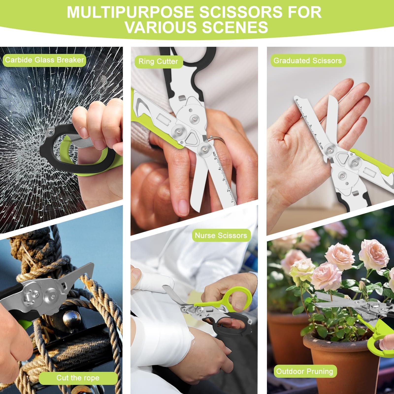 Lemasa 6 in 1 Multifunctional Combination Tool, Folding Retractable Emergency Sh - Thumbnail 6