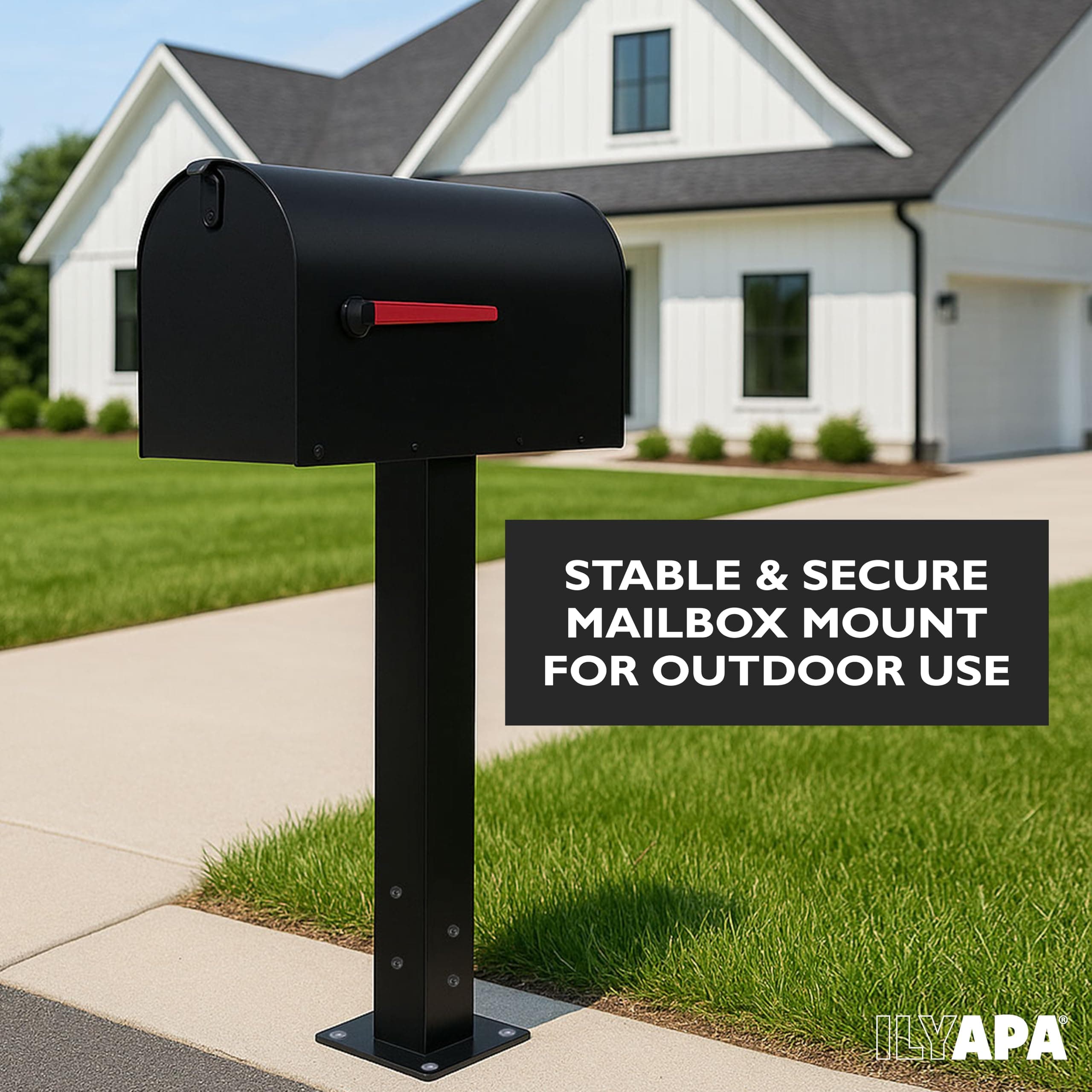 Ilyapa Black Mailbox Post Mount Base Plate Mounting Bracket - Works with Mailbox - Thumbnail 5