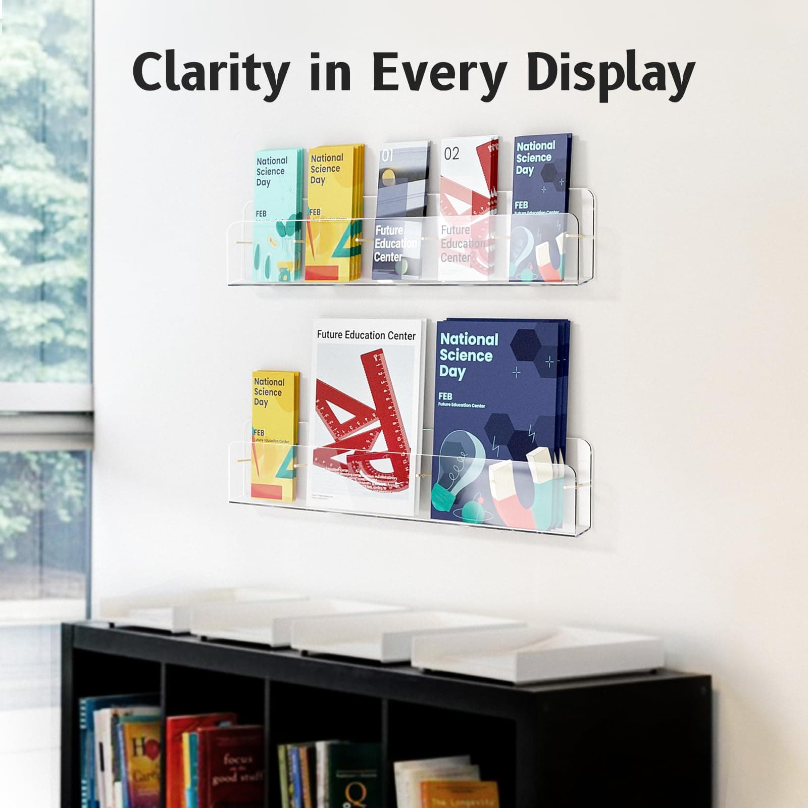 HIIMIEI Brochure Holder Wall Mount, 2-Pack Acrylic Modular Flyer, Pamphlet Displ - Thumbnail 7