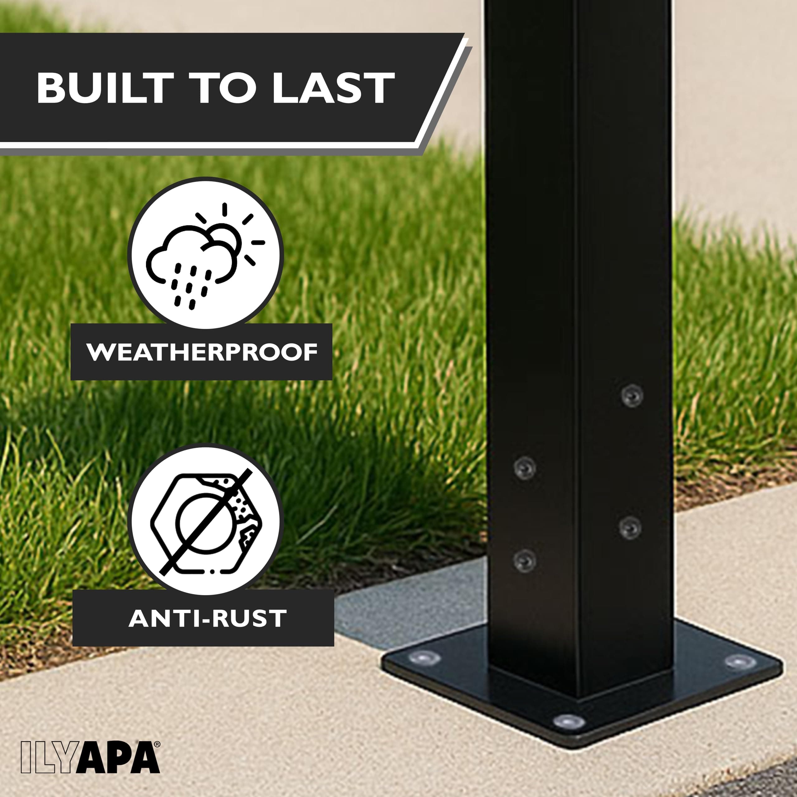 Ilyapa Black Mailbox Post Mount Base Plate Mounting Bracket - Works with Mailbox - Thumbnail 4