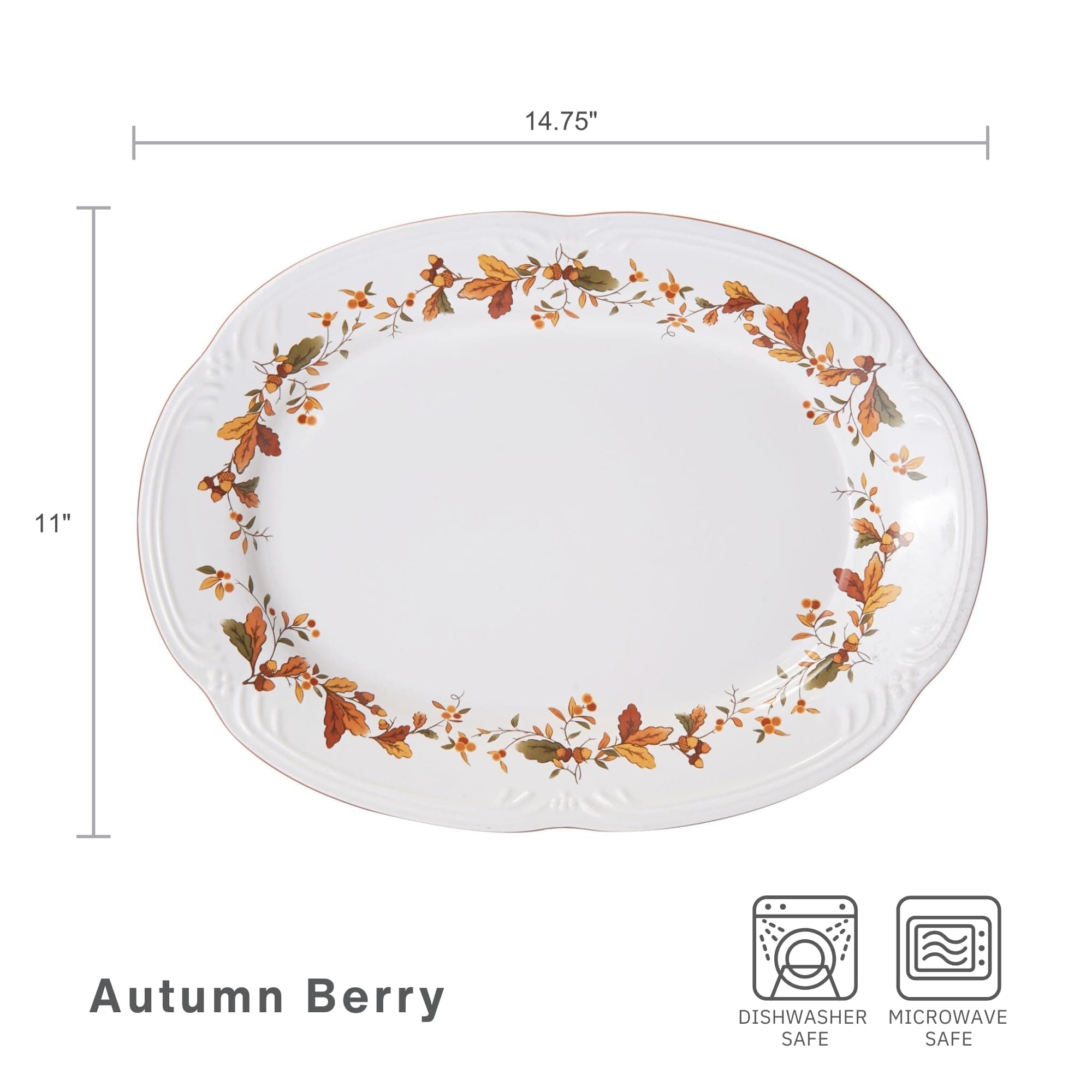 Pfaltzgraff Autumn Berry Oval Platter, 14-3/4-Inch x 11-Inch, White, 5189119 - Thumbnail 2